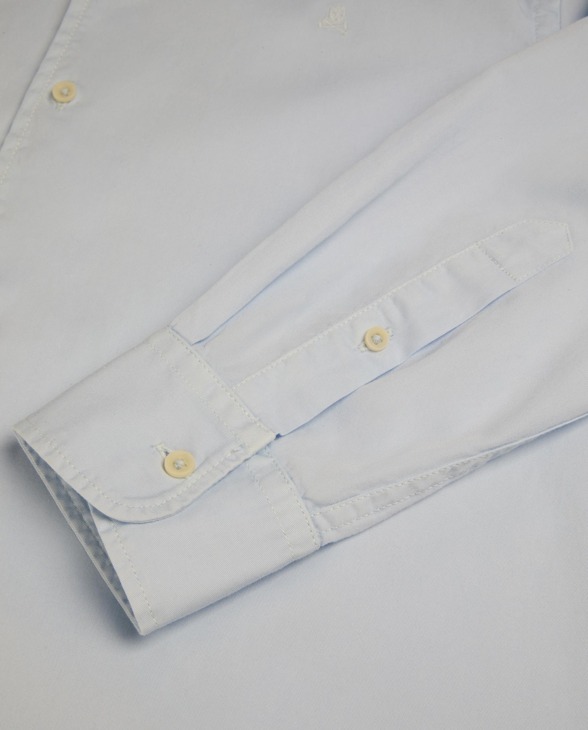 Camisa Regular Fit Lisa de Manga Comprida Azul-3