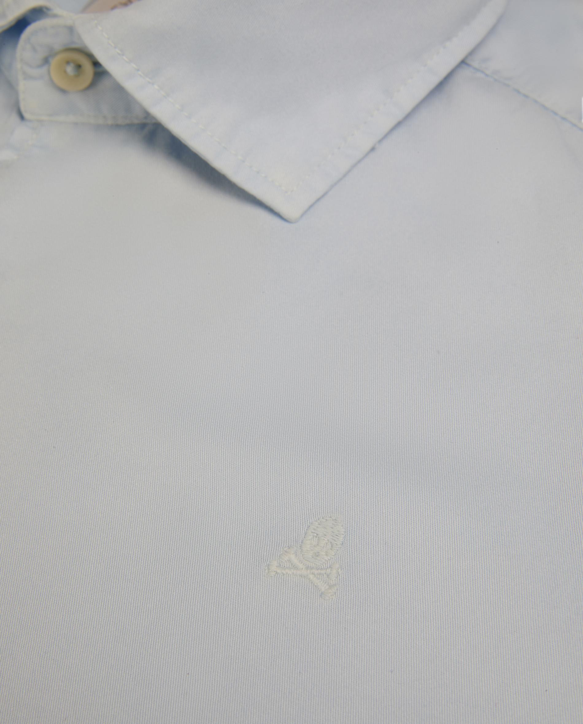 Camisa Regular Fit Lisa de Manga Comprida Azul-4