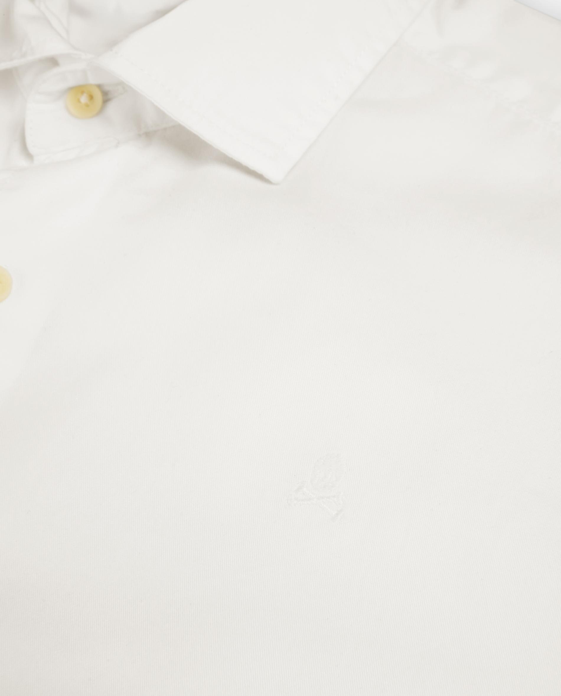 Camisa Regular Fit Lisa de Manga Comprida Marfim-4