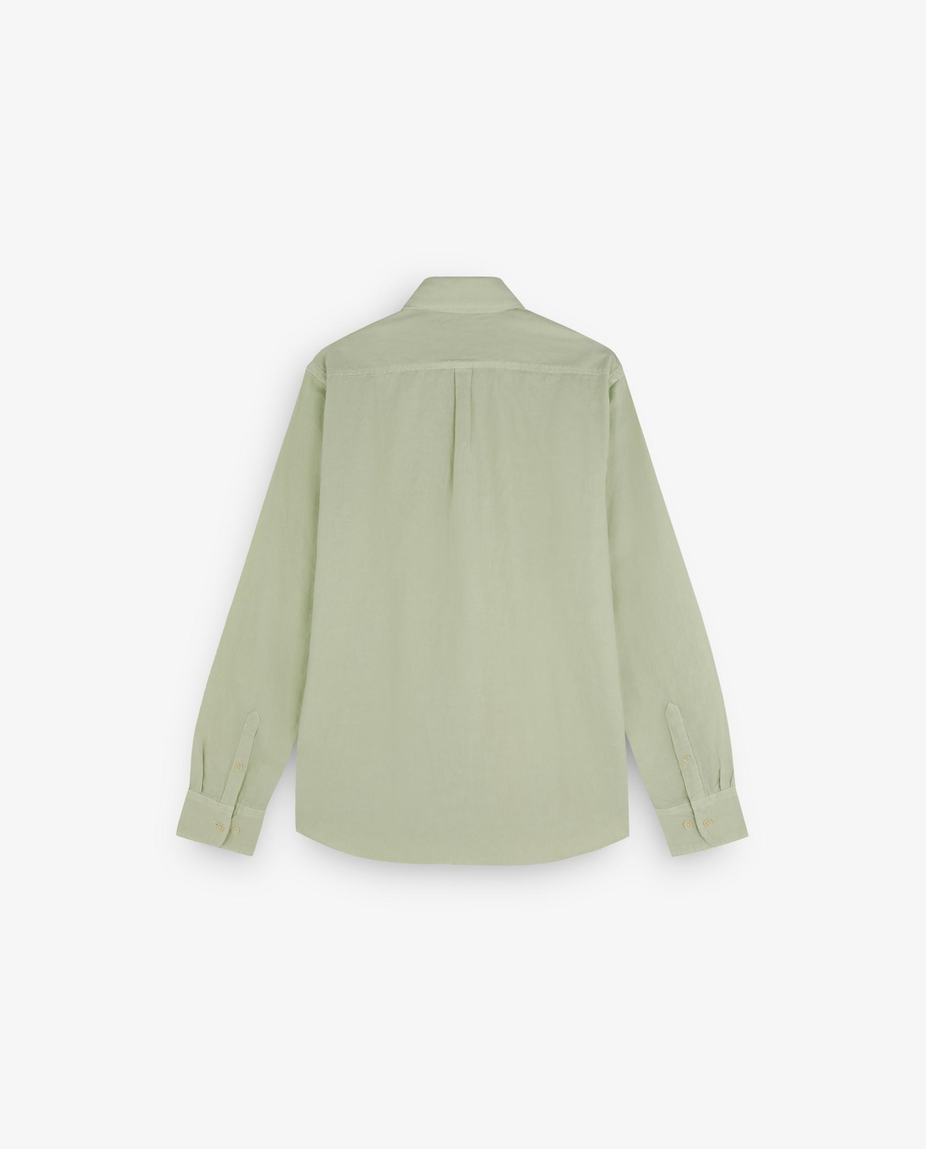 Camisa Regular Fit com Caveira Bordada em Tom no Peito Verde-claro-2