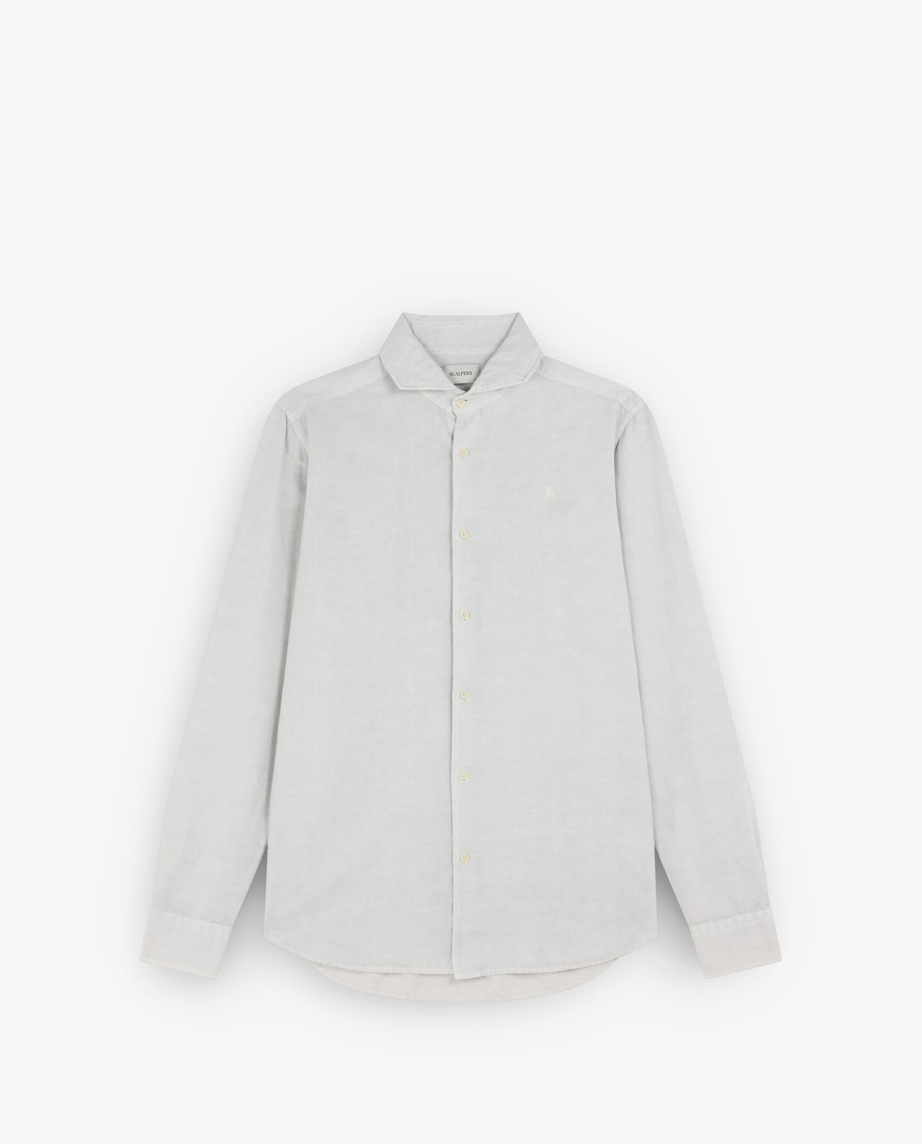 Camisa de Manga Comprida com Bainha Redondeada Cinzento-claro-5