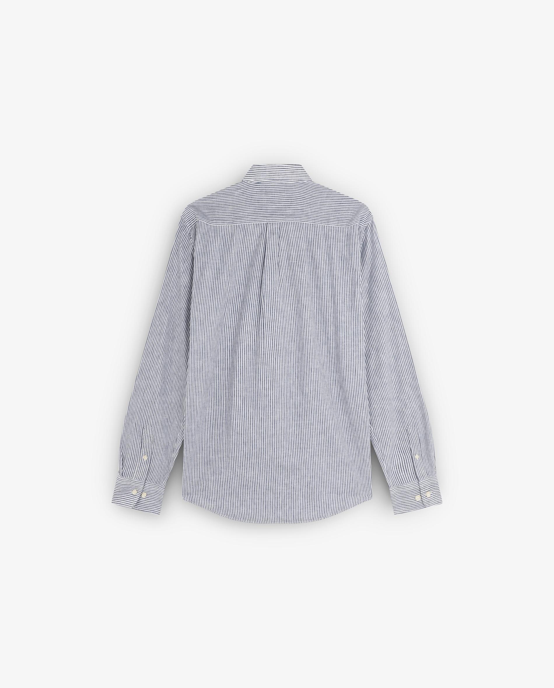 Camisa Regular Fit Às Riscas Azul-escuro-2