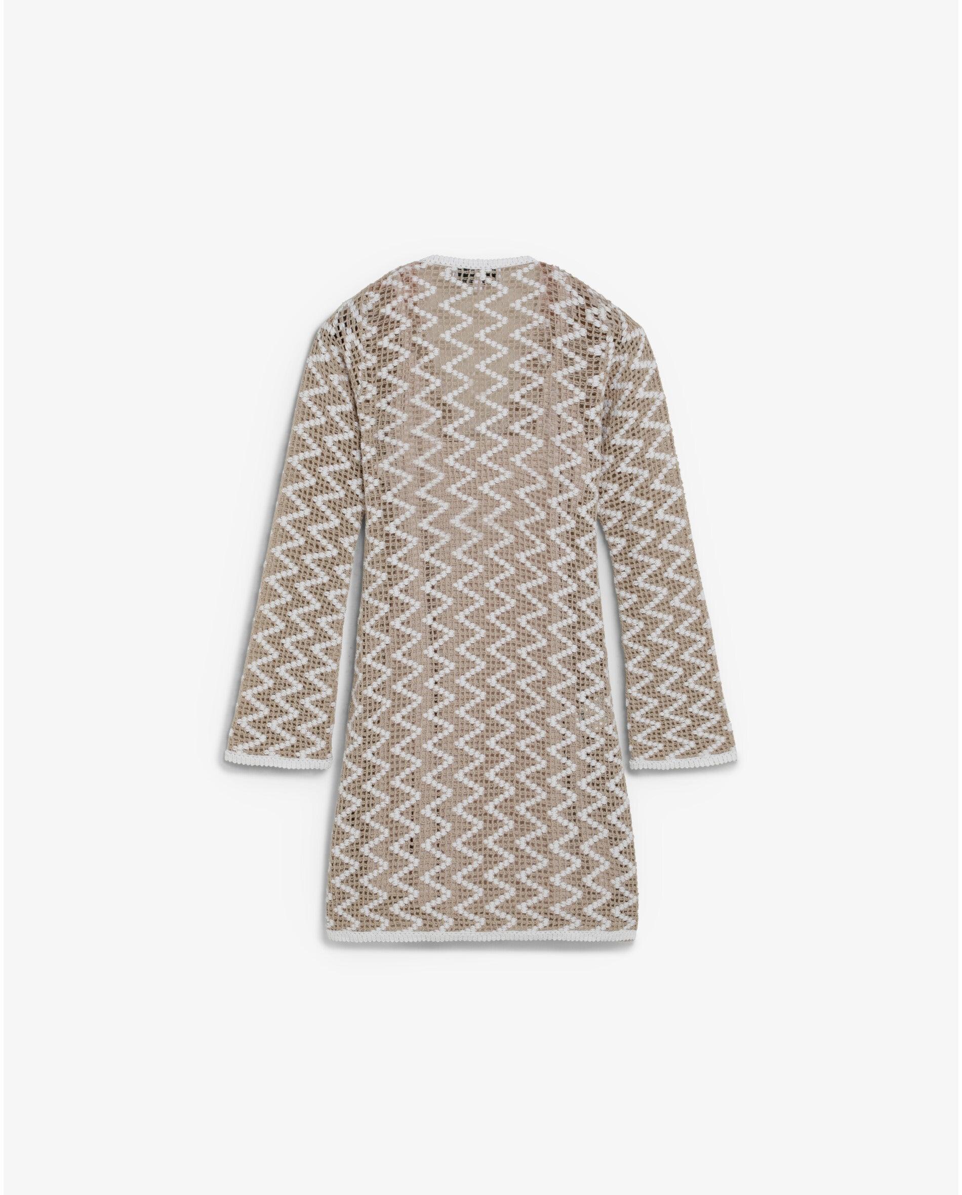 Vestido em Crochet com Forro de Manga Comprida Natural-6