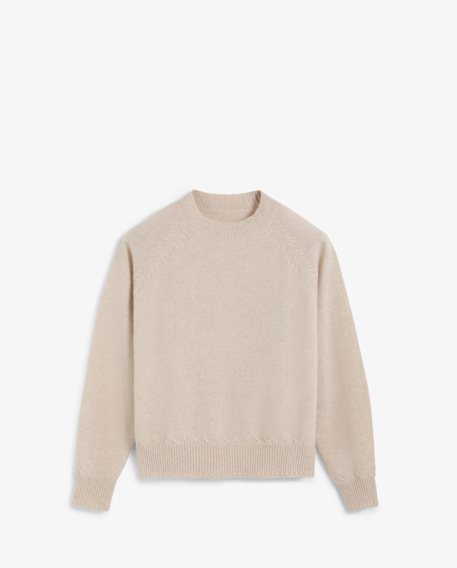 Camisola 100% Cashmere com Gola Redonda Cru-3