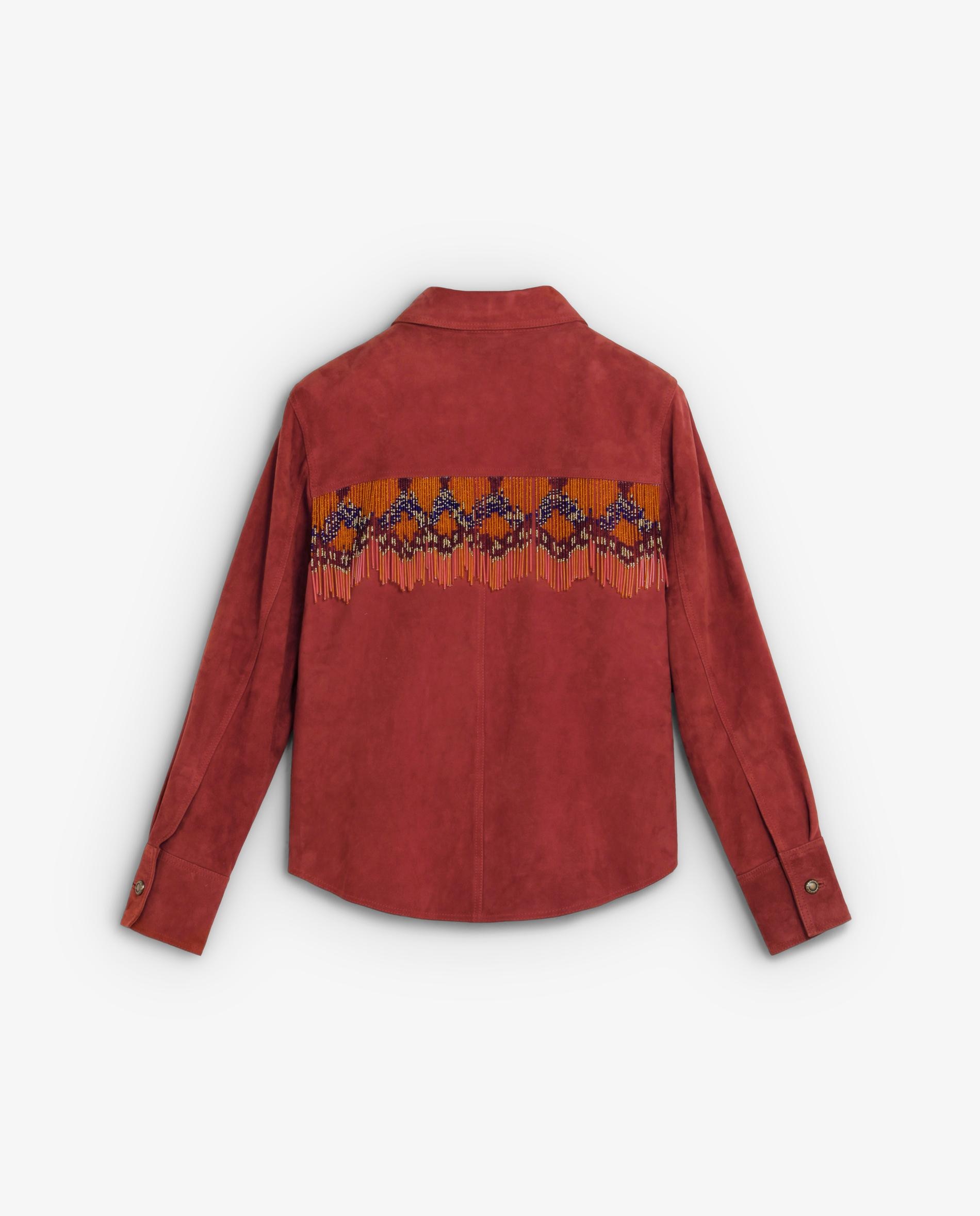 Casaco de Camurça com Bolsos Patch Terracota-5