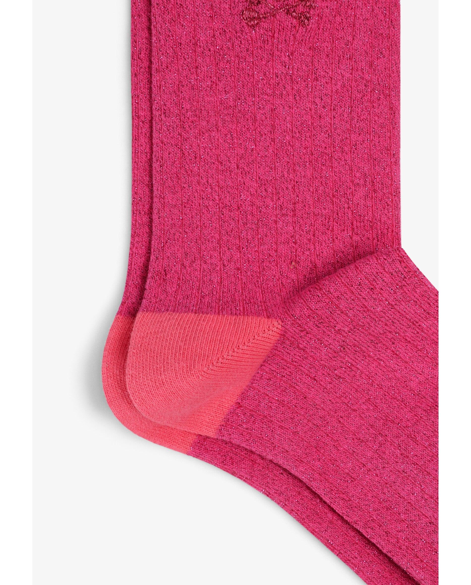 Meias Infantil de Cano Médio Caneladas Scalpers Fúcsia-3