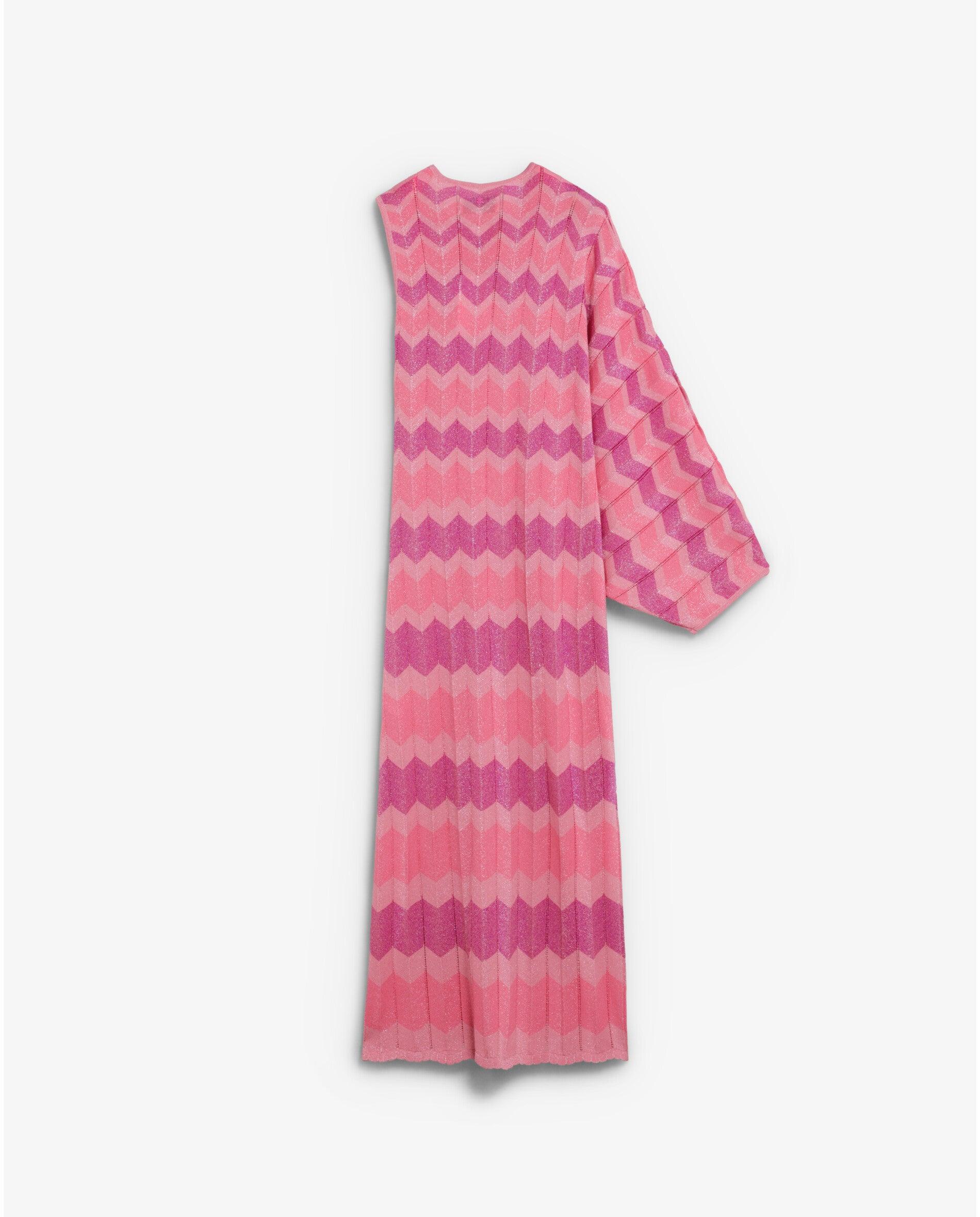 Vestido de Malha Midi com Estampado em Zigzag Rosa-5