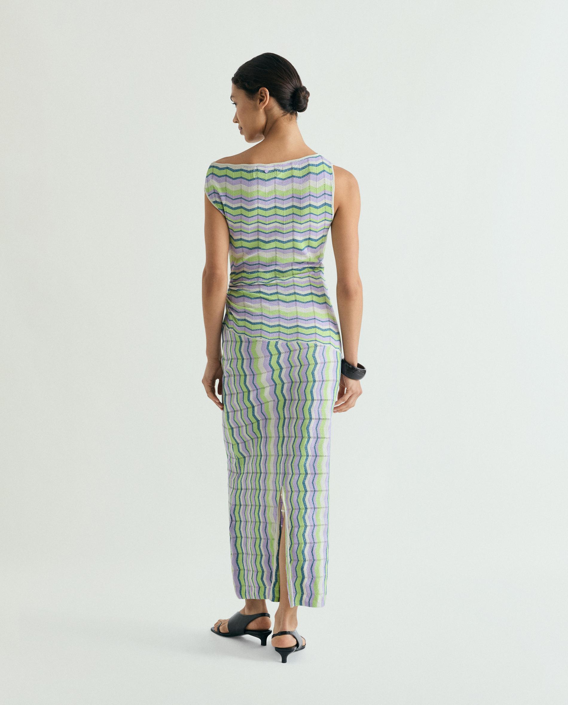 Vestido Midi com Corte a Direito e Estampado em Zigzag Multicolor-2