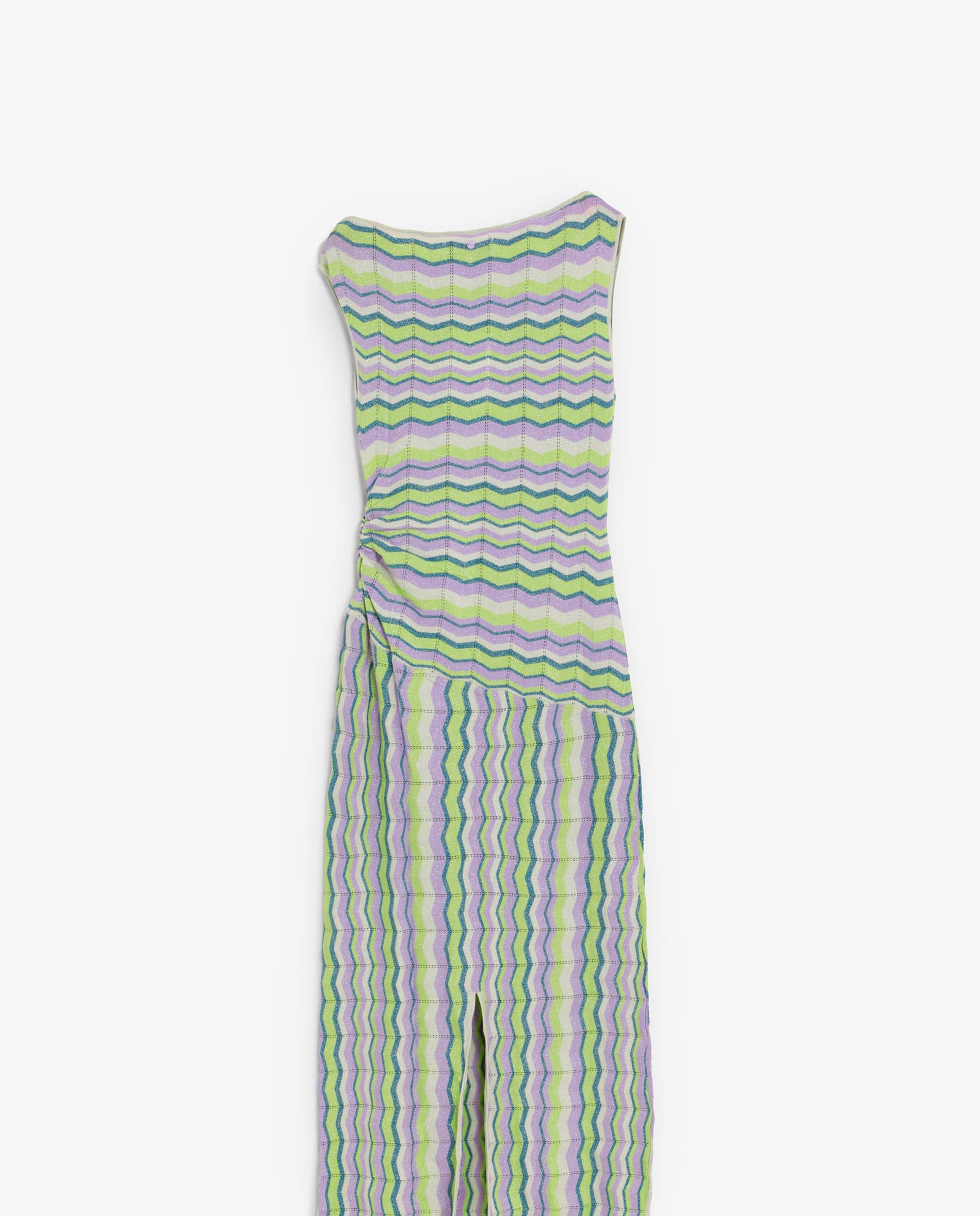 Vestido Midi com Corte a Direito e Estampado em Zigzag Multicolor-3