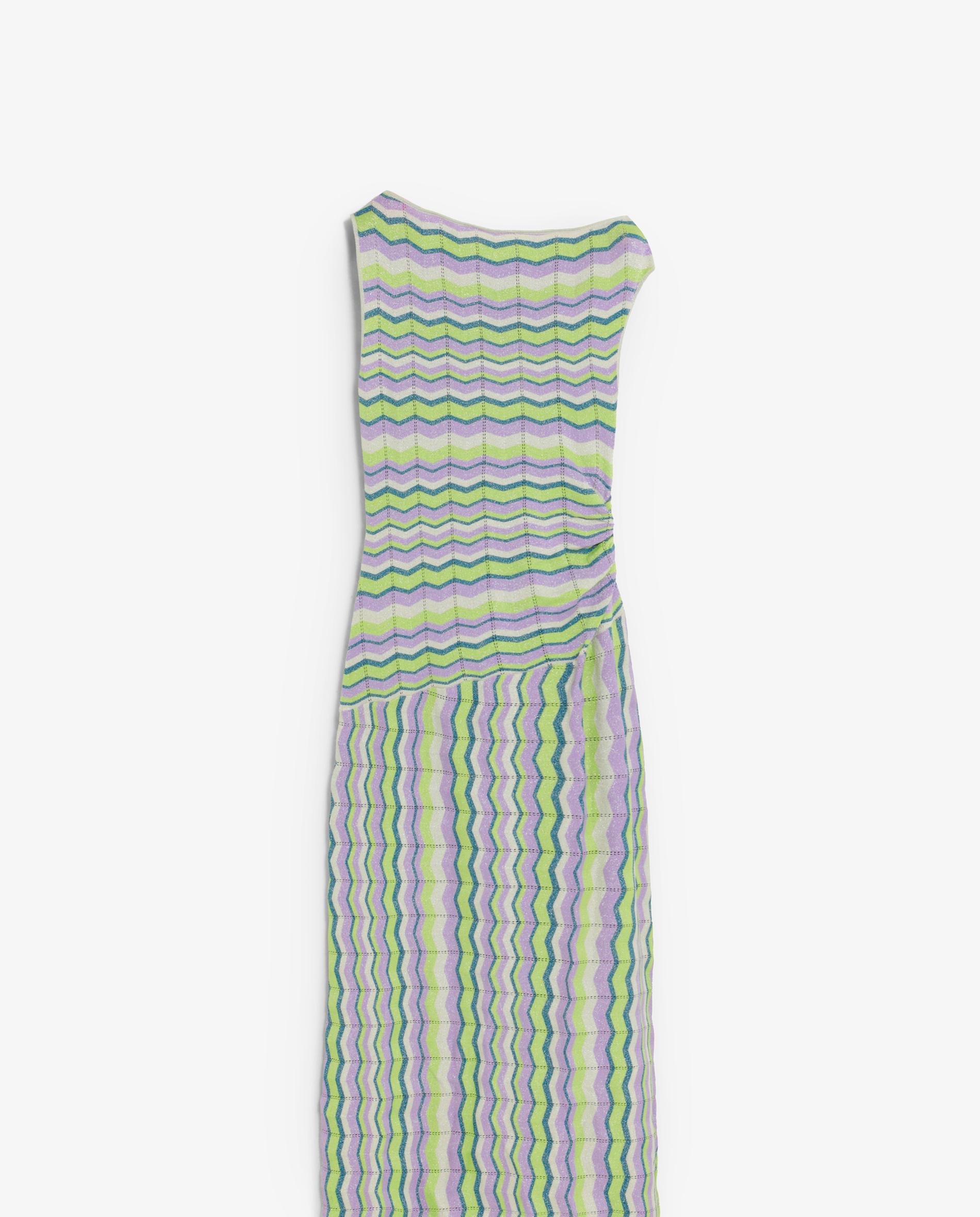 Vestido Midi com Corte a Direito e Estampado em Zigzag Multicolor-4