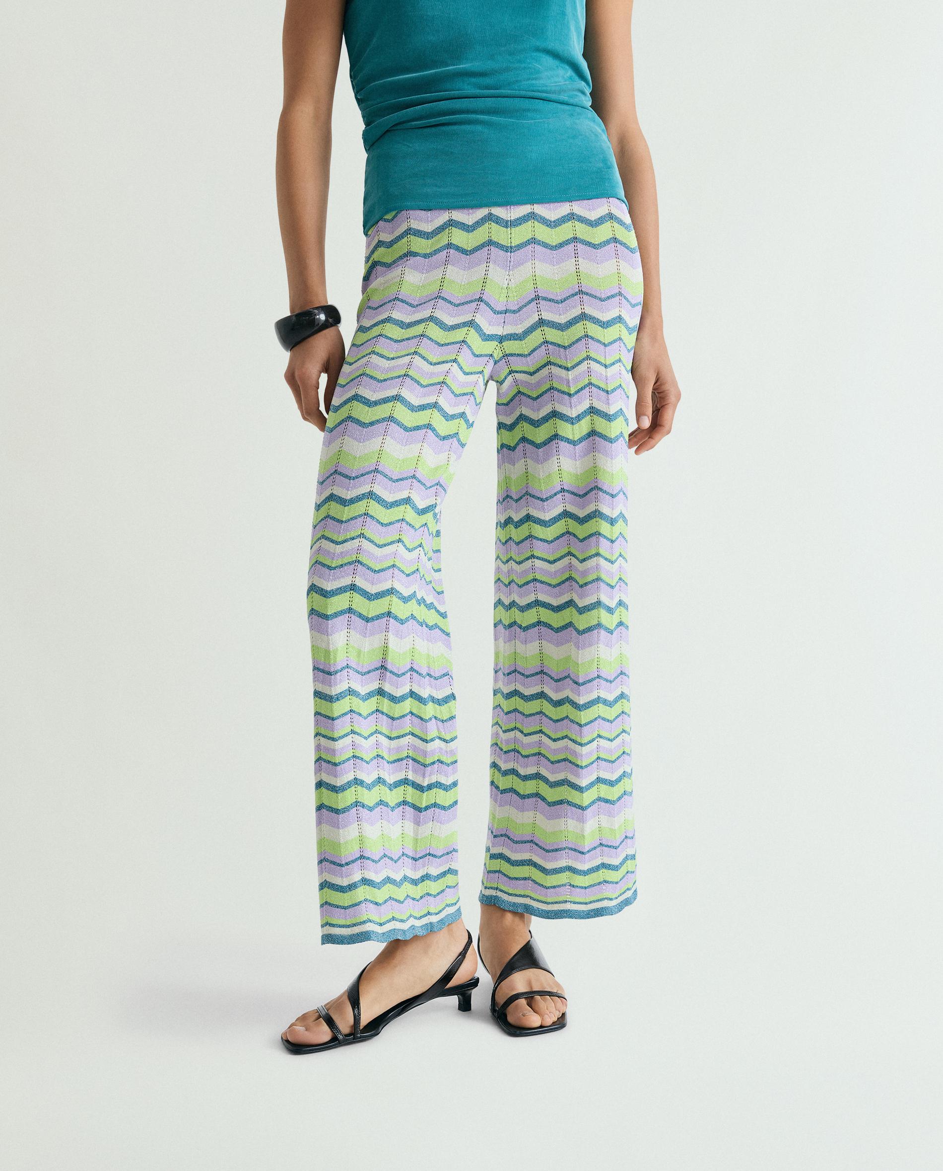 Calças de Malha com Estampado em Zigzag Multicolor-2