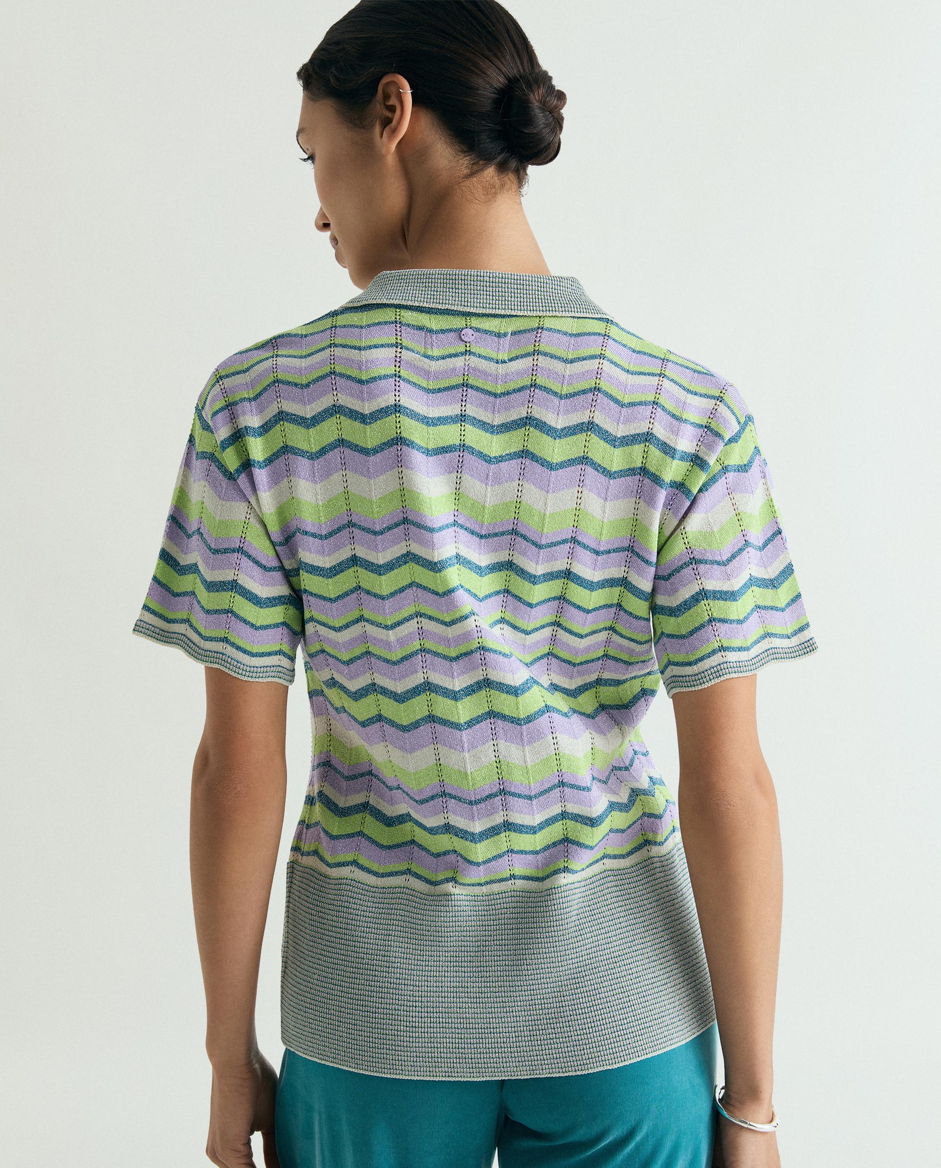 Cardigan de Manga Curta com Estampado em Zigzag Multicolor-3