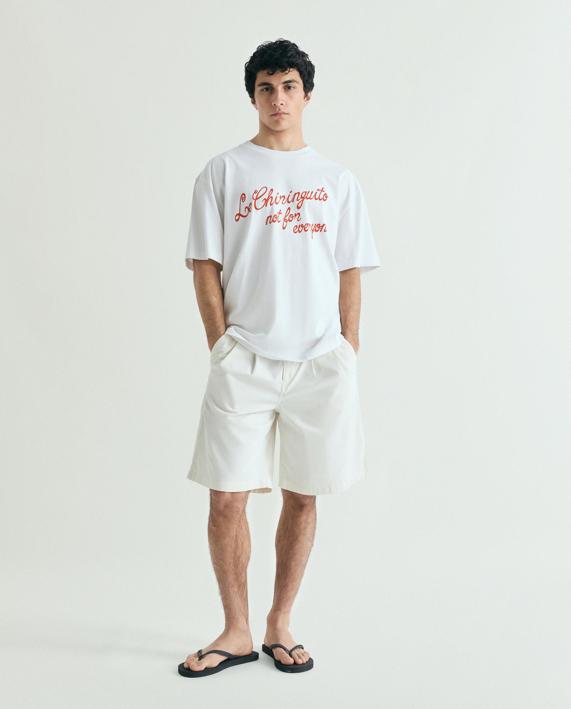 T-shirt de Manga Curta com Mensagem Frontal Branco-2