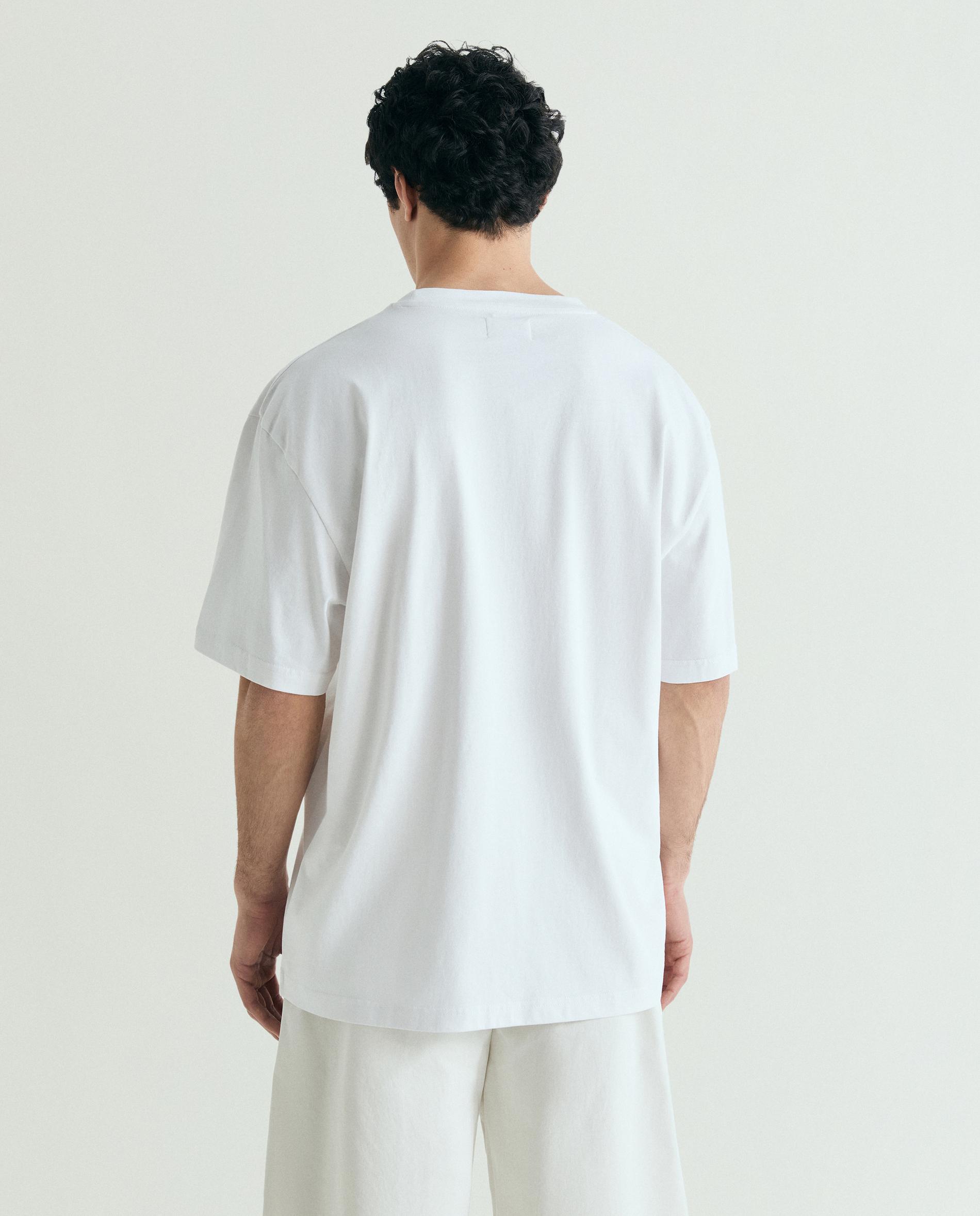 T-shirt de Manga Curta com Mensagem Frontal Branco-3