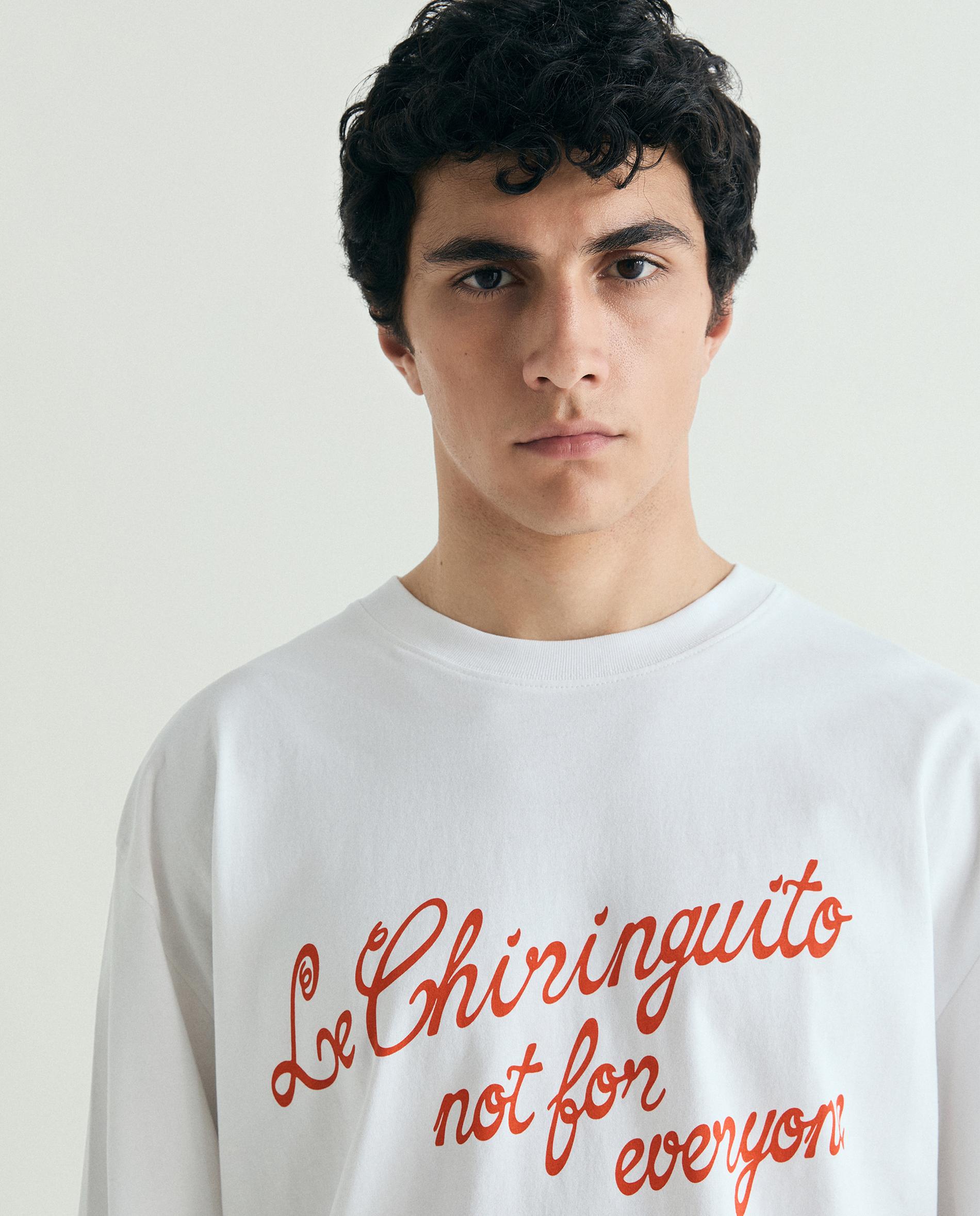 T-shirt de Manga Curta com Mensagem Frontal Branco-4