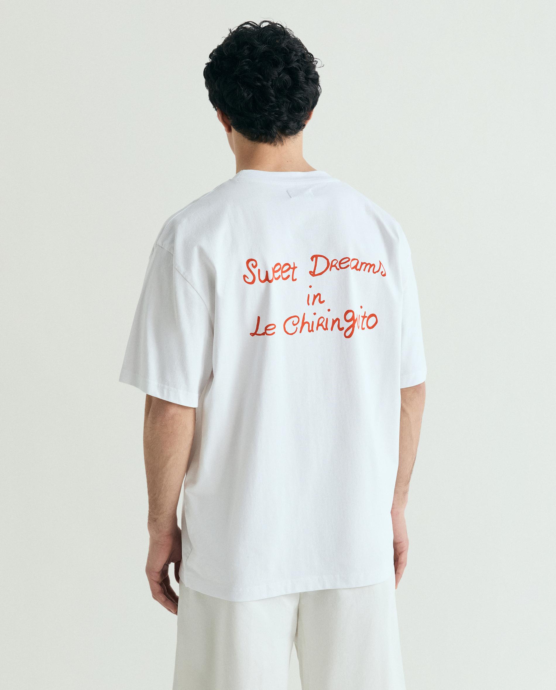 T-shirt de Manga Curta com Letreiro Posterior Branco-3
