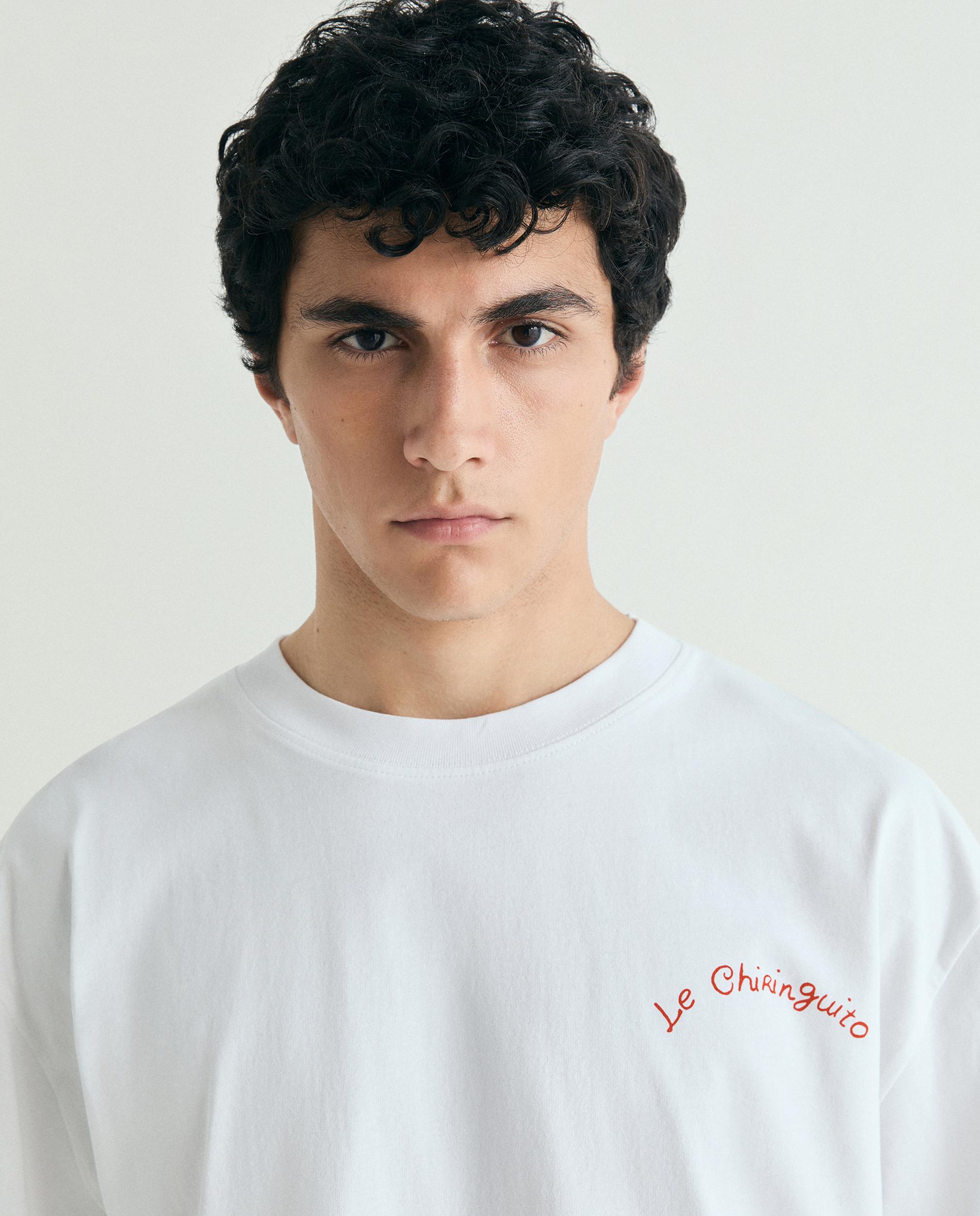 T-shirt de Manga Curta com Letreiro Posterior Branco-4