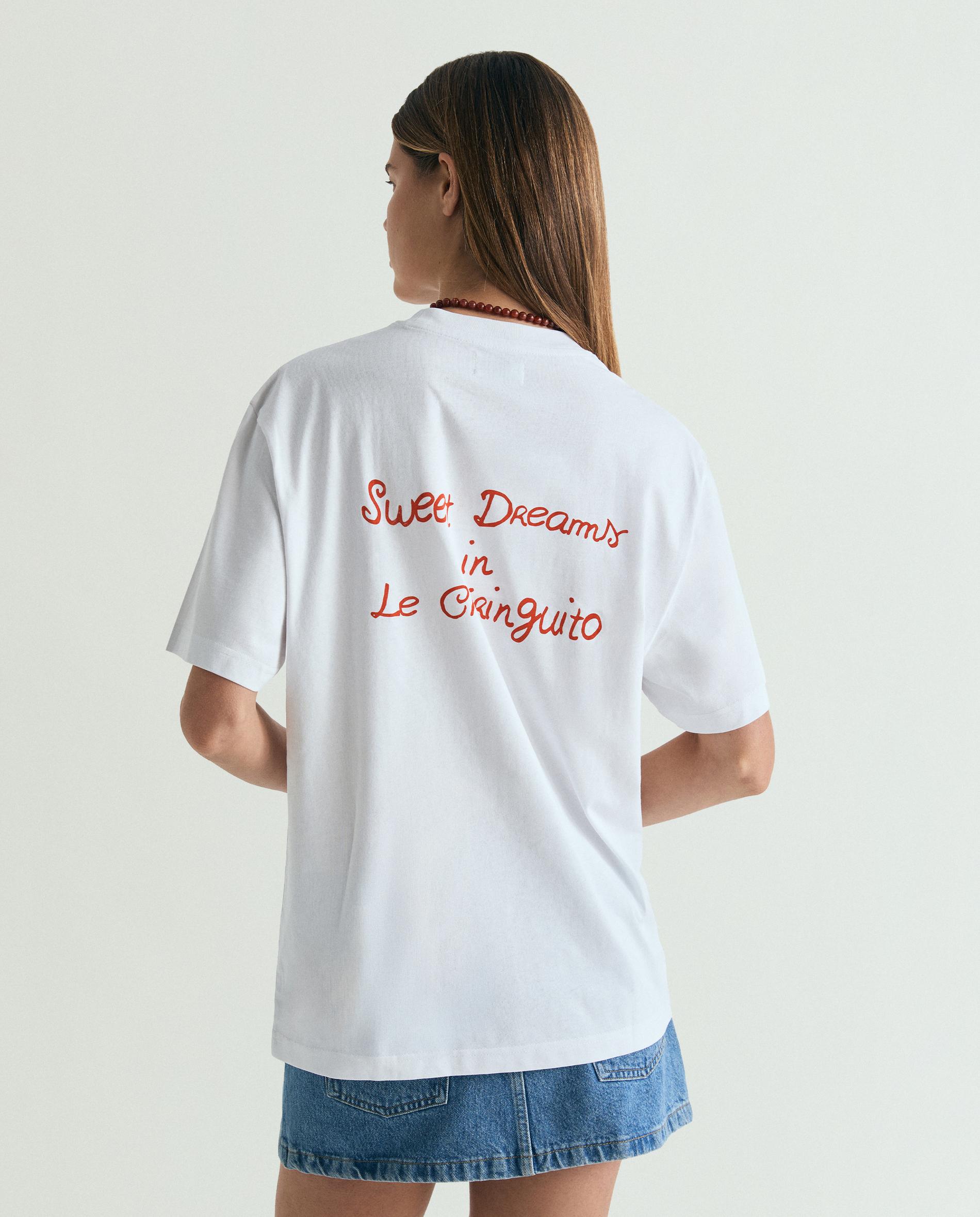 T-shirt de Manga Curta com Letreiro Posterior Branco-6