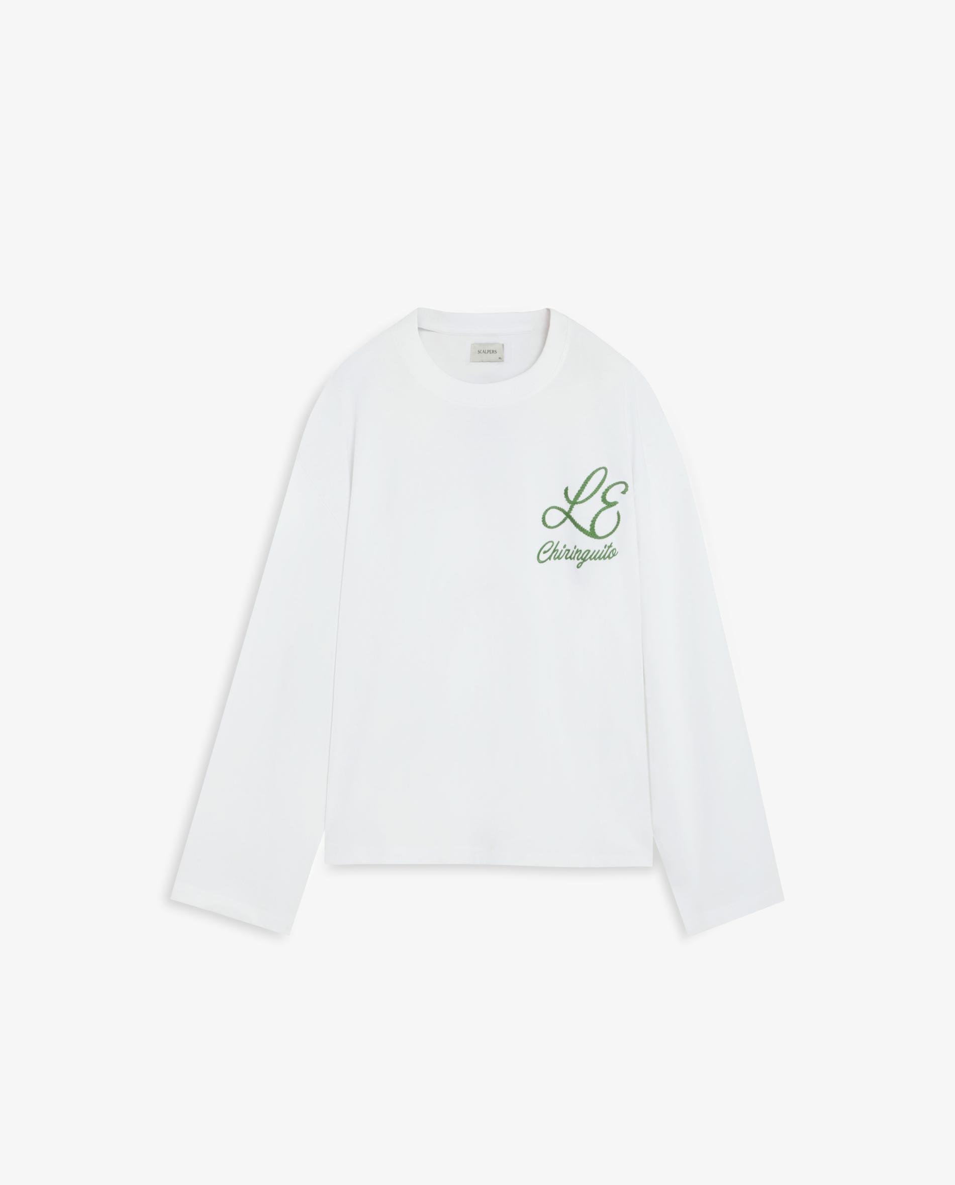 T-shirt de Manga Comprida Boxy Fit com Bordado no Peito Branco-marfim-5