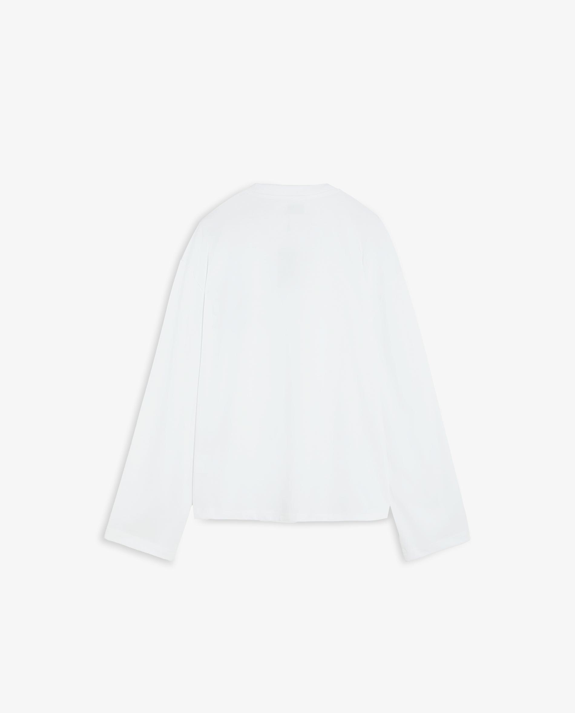T-shirt de Manga Comprida Boxy Fit com Bordado no Peito Branco-marfim-6