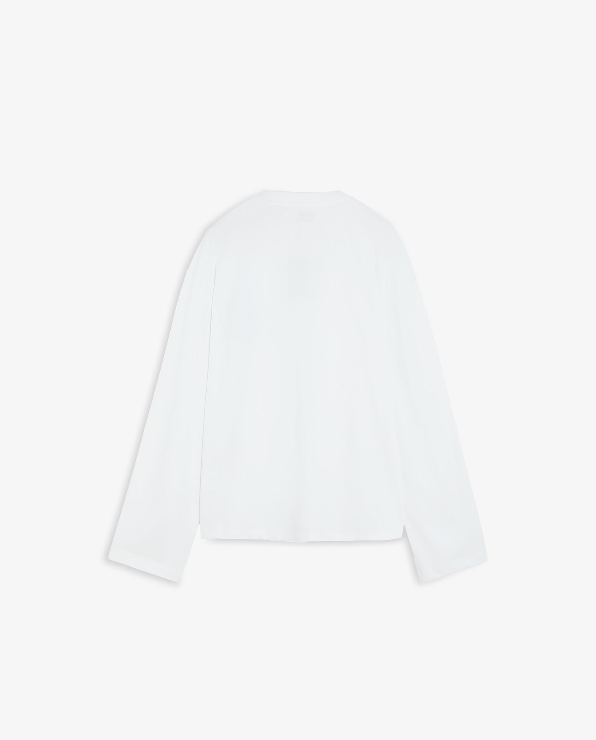 T-shirt de Manga Comprida Boxy Fit com Bordado no Peito Branco-marfim-6