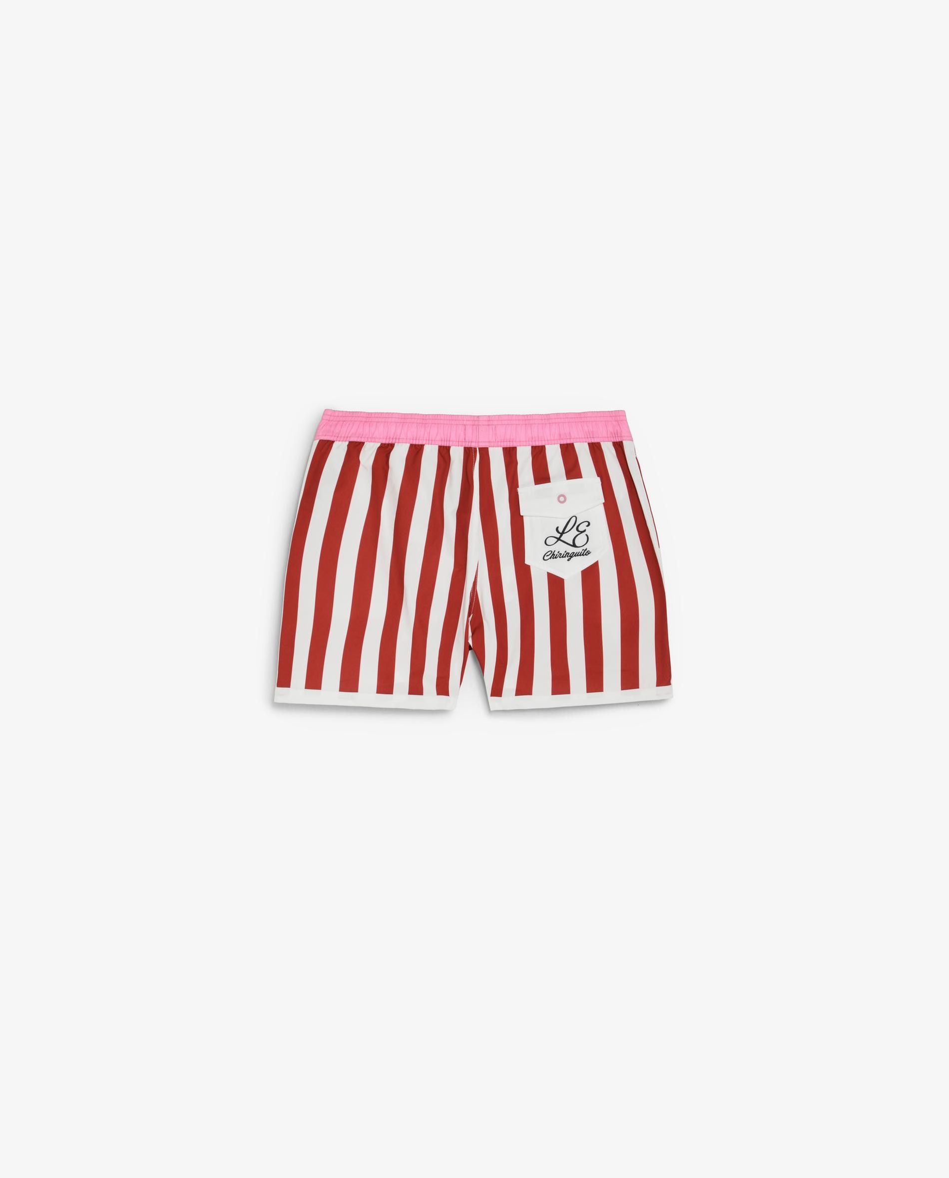 Fato de Banho Bermuda Às Riscas em Tecido Técnico Vermelho / Branco-8
