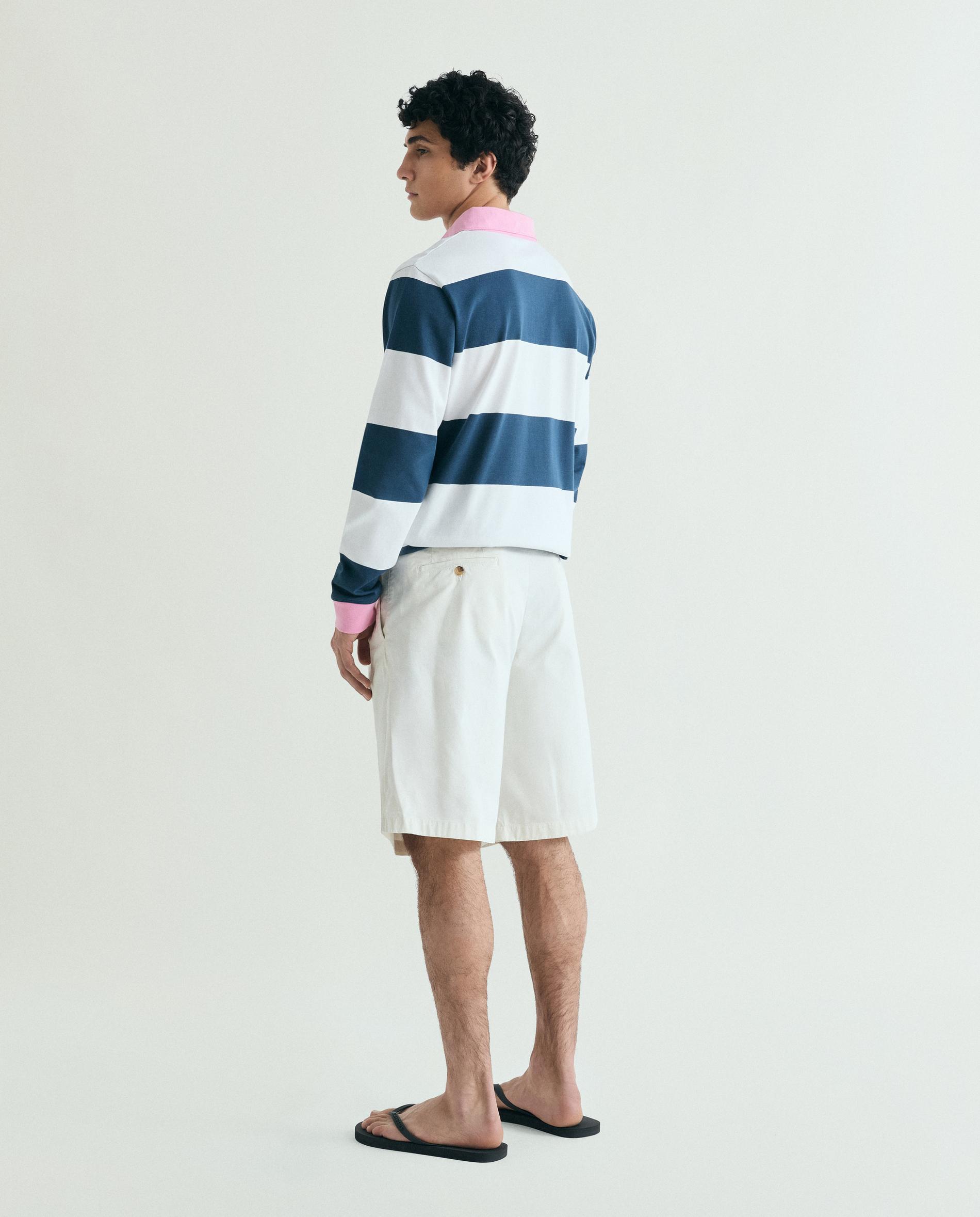Bermudas Calças Chino Relaxed Fit em Tecido de Algodão com Estrutura Cru-3