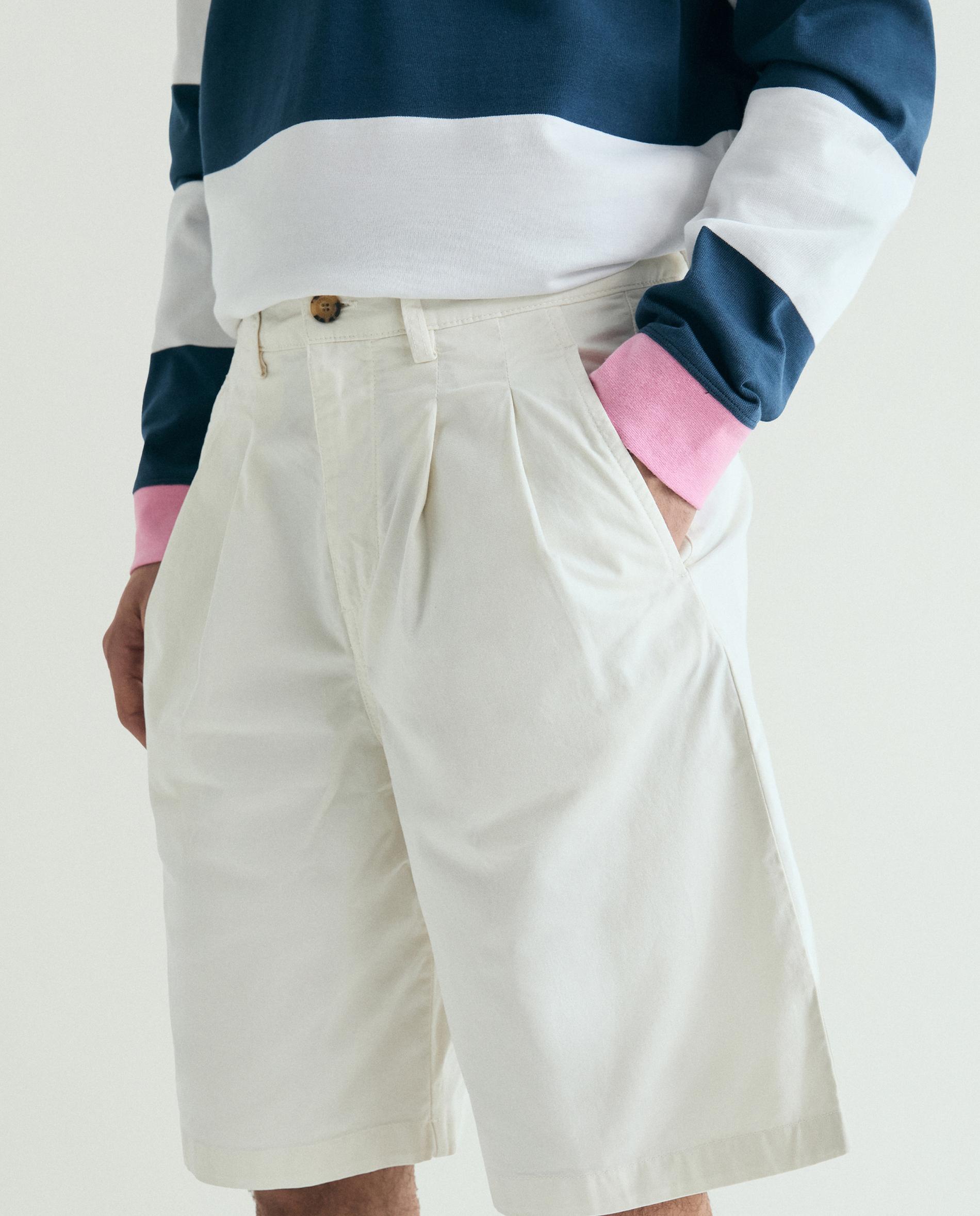Bermudas Calças Chino Relaxed Fit em Tecido de Algodão com Estrutura Cru-4