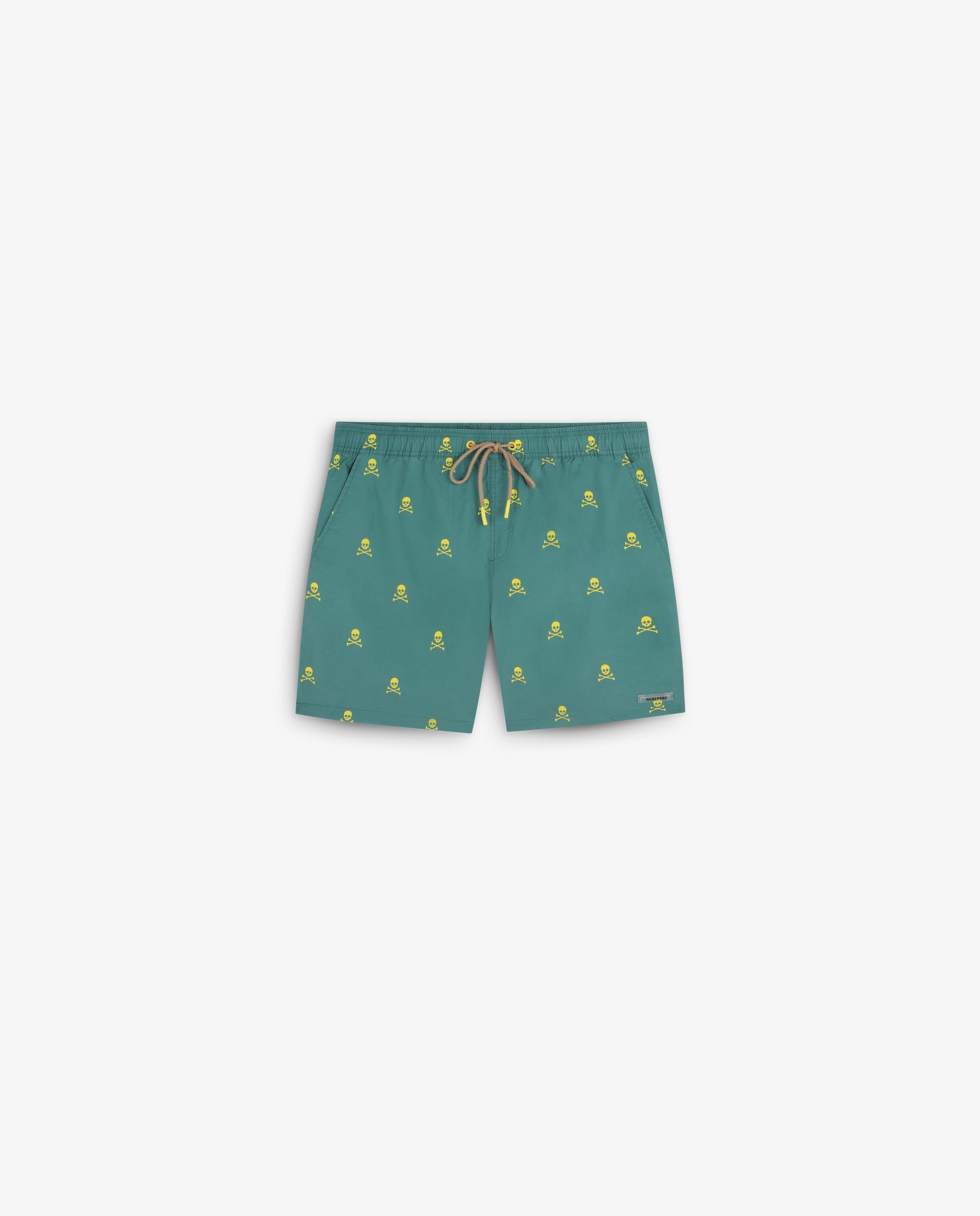 Imagem 0 de Fato de Banho Bermuda em Tecido Técnico com Estampado de Caveiras