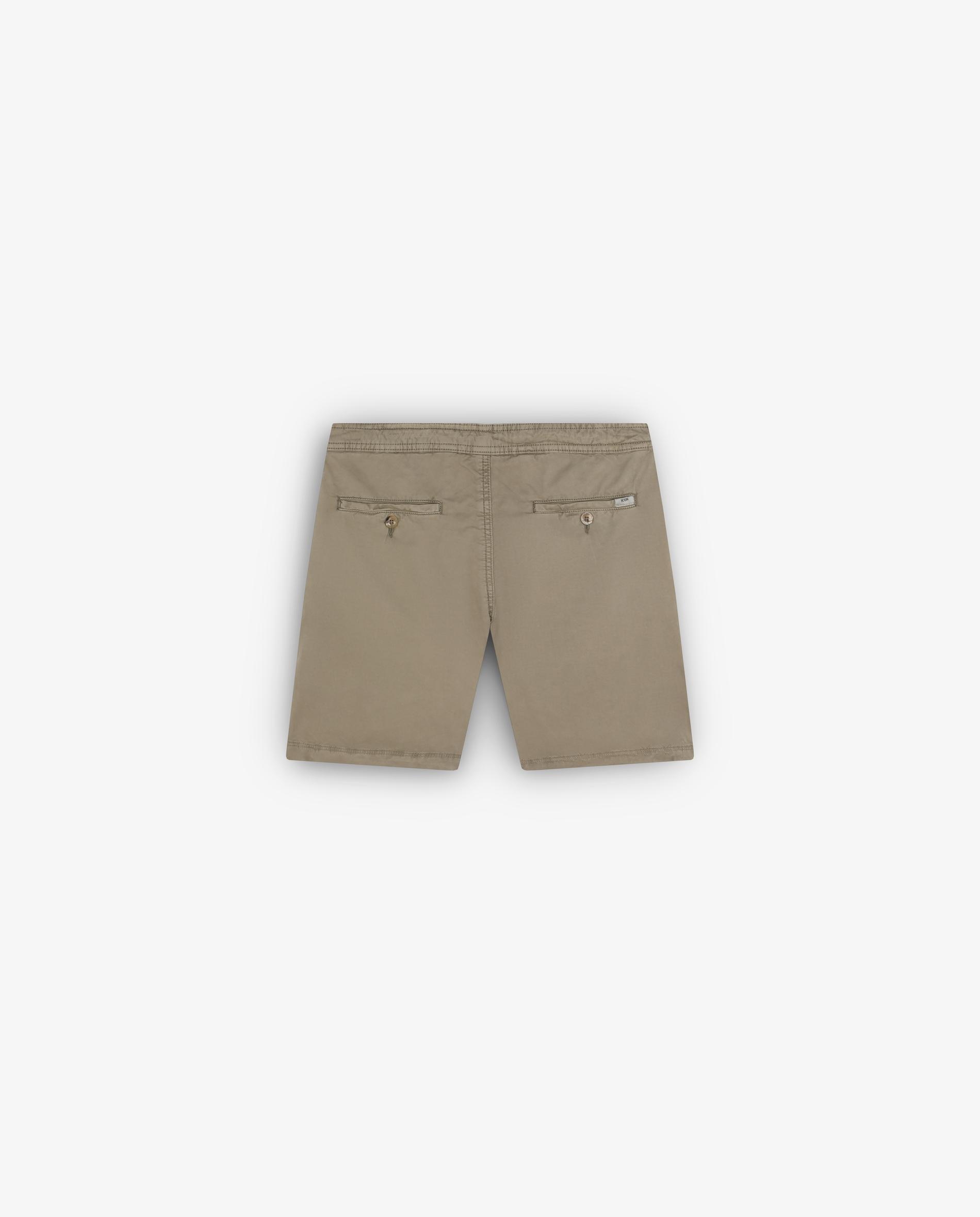 Bermudas Calças Chino em Algodão 100% com Fecho Zip e Botão Taupe-2