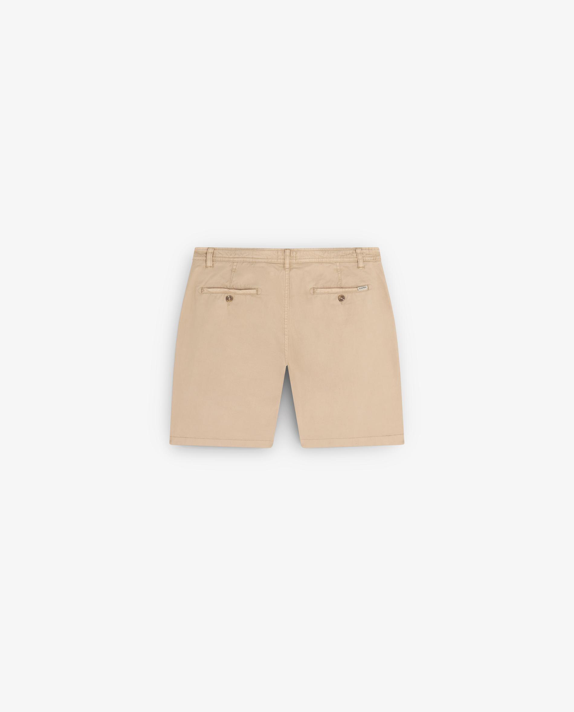 Bermudas Calças Chino Efeito Lavado com Fecho Zip e Botão Natural-2