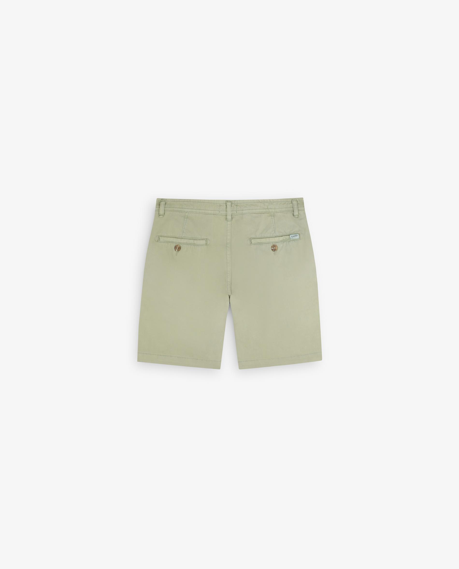 Bermudas Calças Chino Efeito Lavado com Fecho Zip e Botão Verde-claro-2