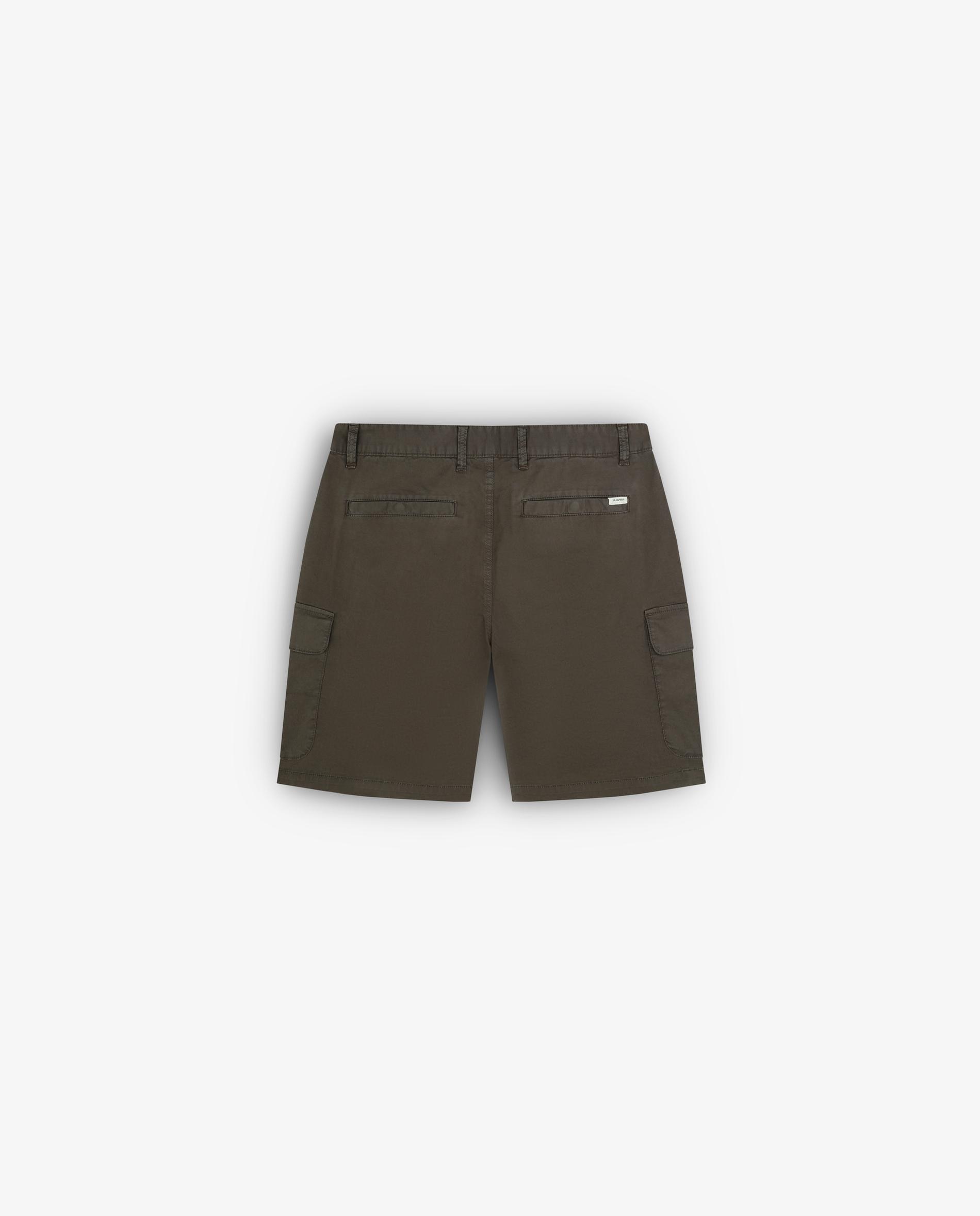 Calções Cargo Ligeiramente Elásticos com Presilhas na Cintura Verde-militar-2