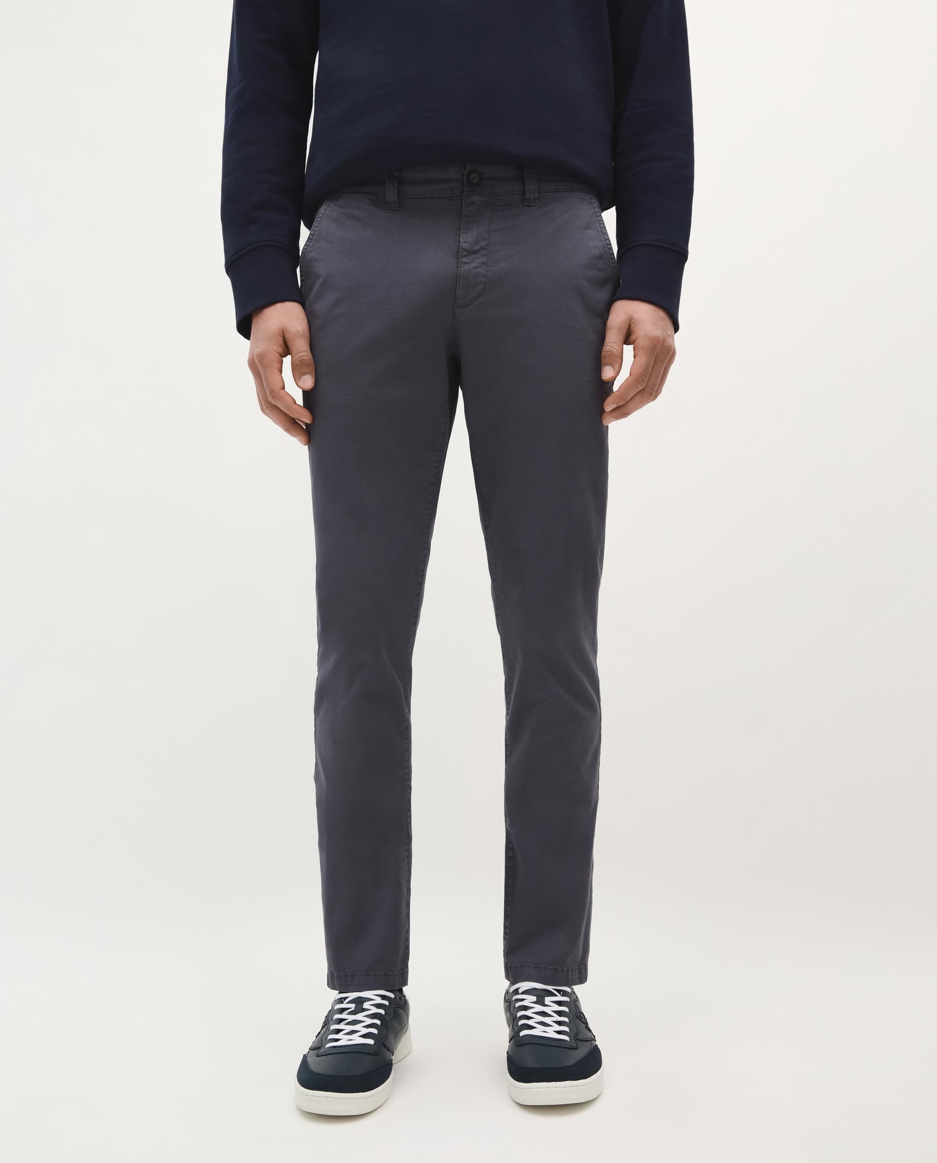 Calças Chino com Presilhas na Cintura Navy-2
