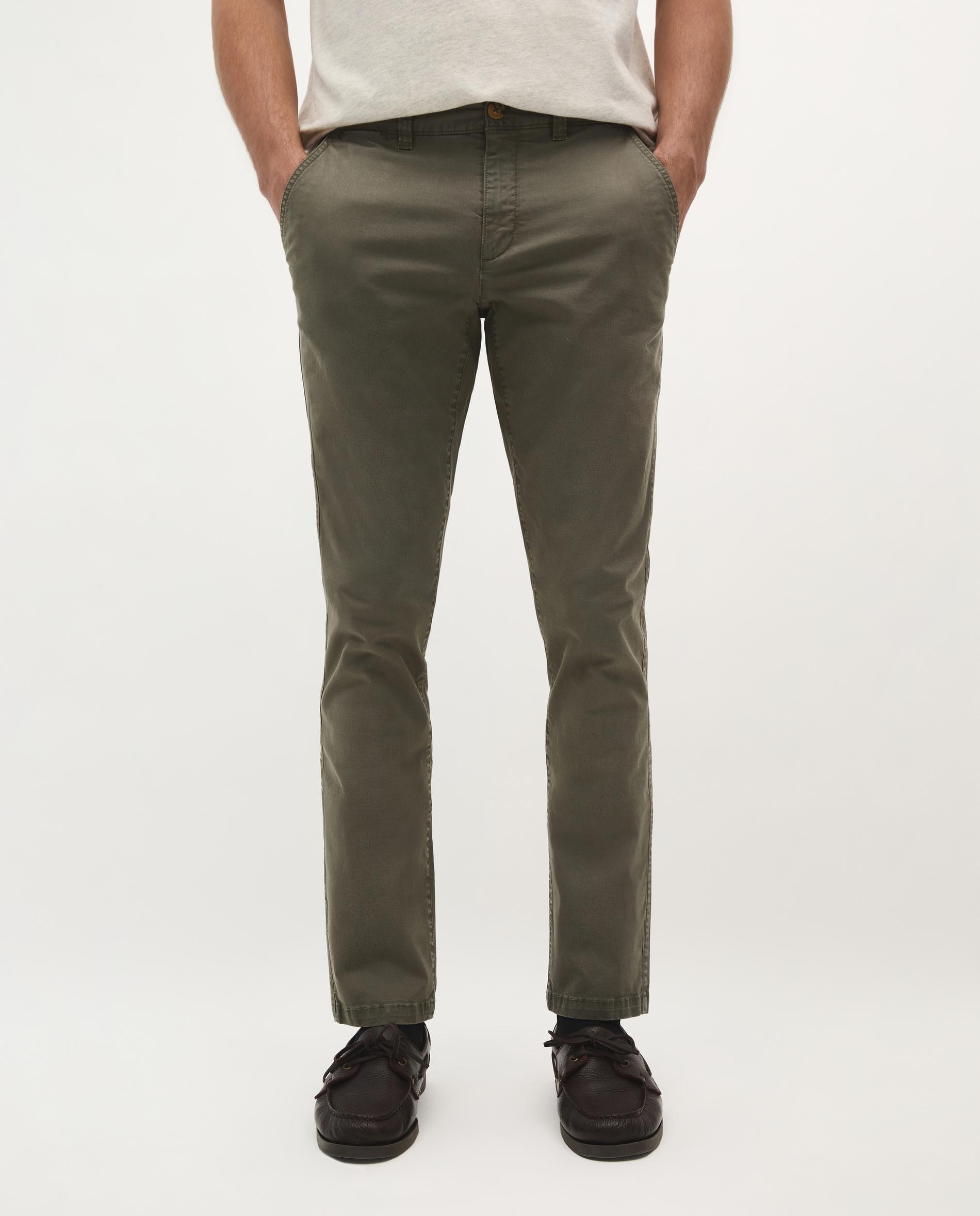 Calças Chino com Presilhas na Cintura Verde-militar-2