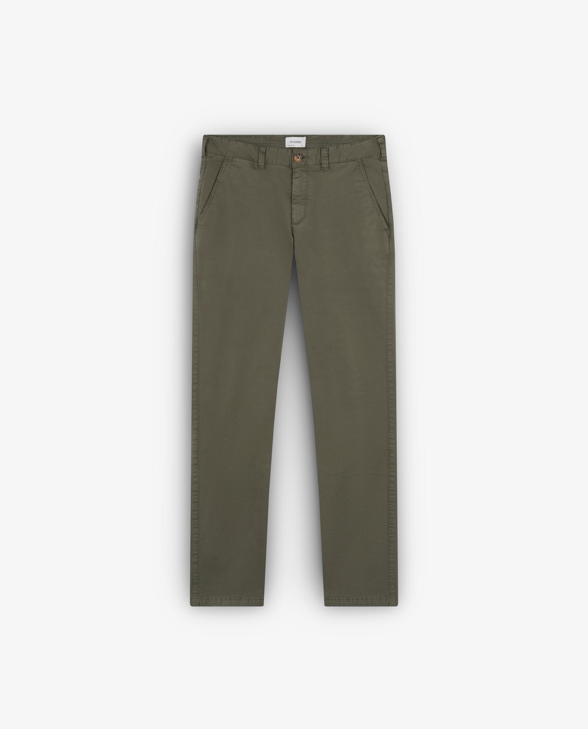 Calças Chino com Presilhas na Cintura Verde-militar-5