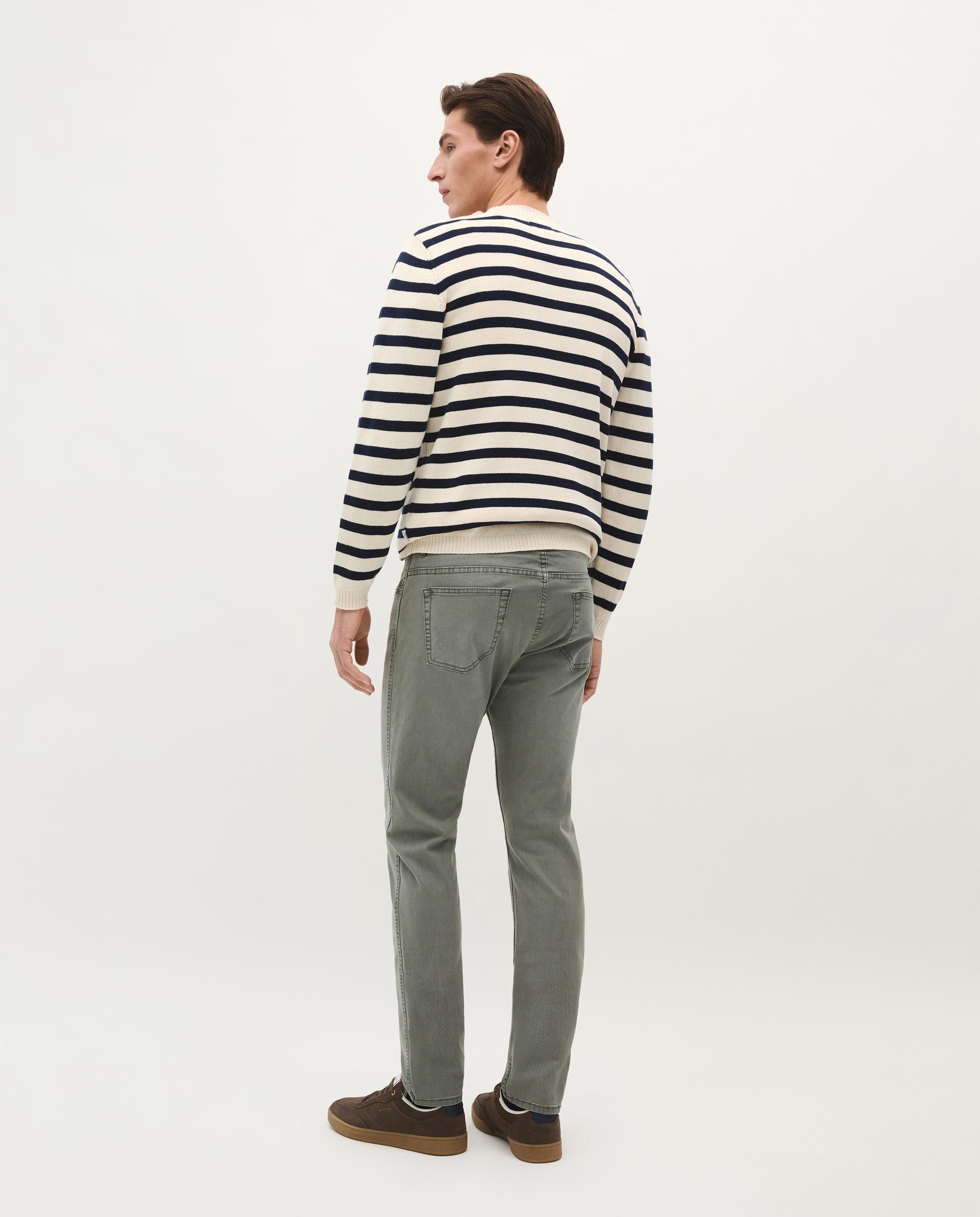 Jeans de Corte a Direito Cinco Bolsos com Fecho Zip e Botão Caqui-4
