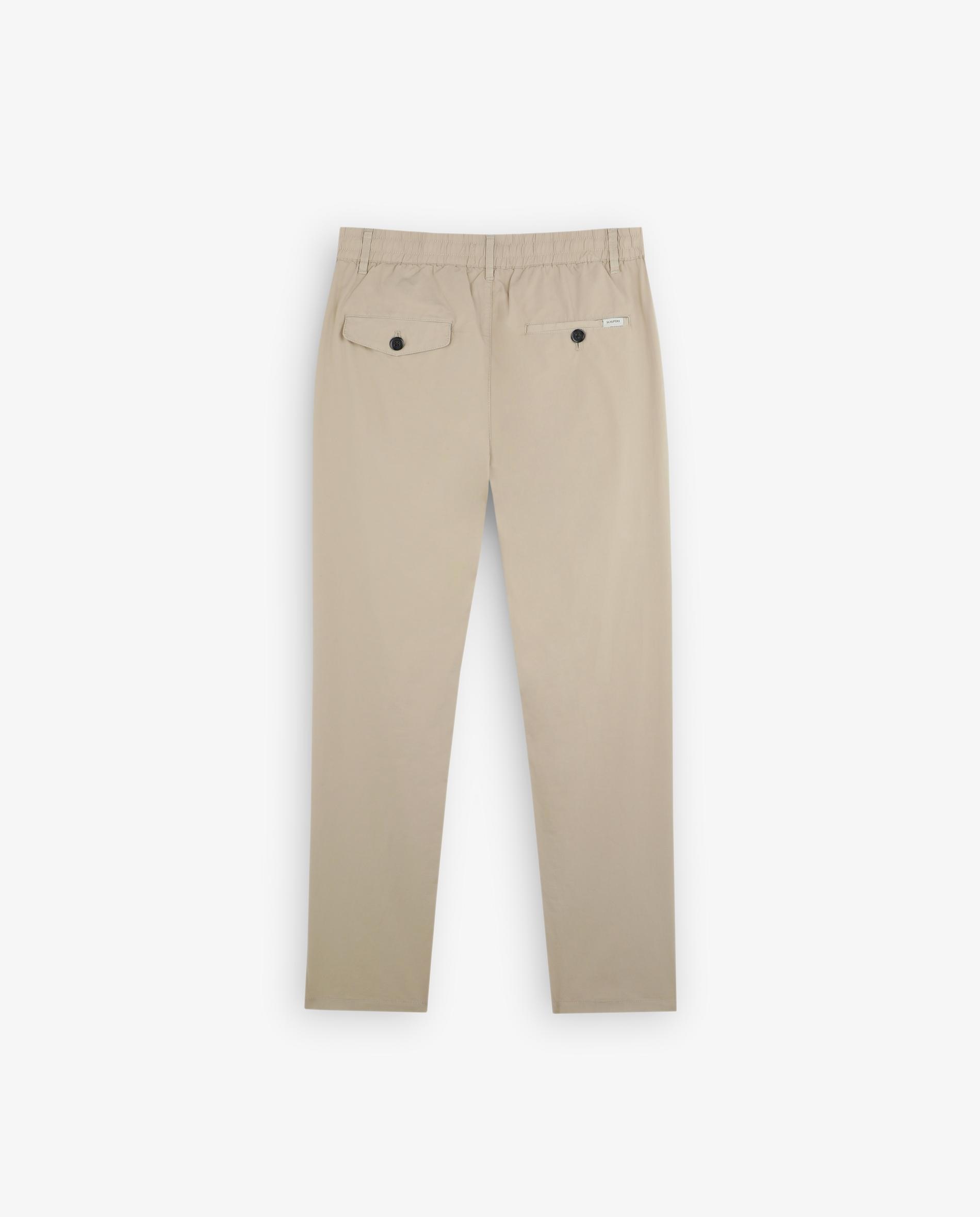 Calças Chino com Pinças e Presilhas Bege-6