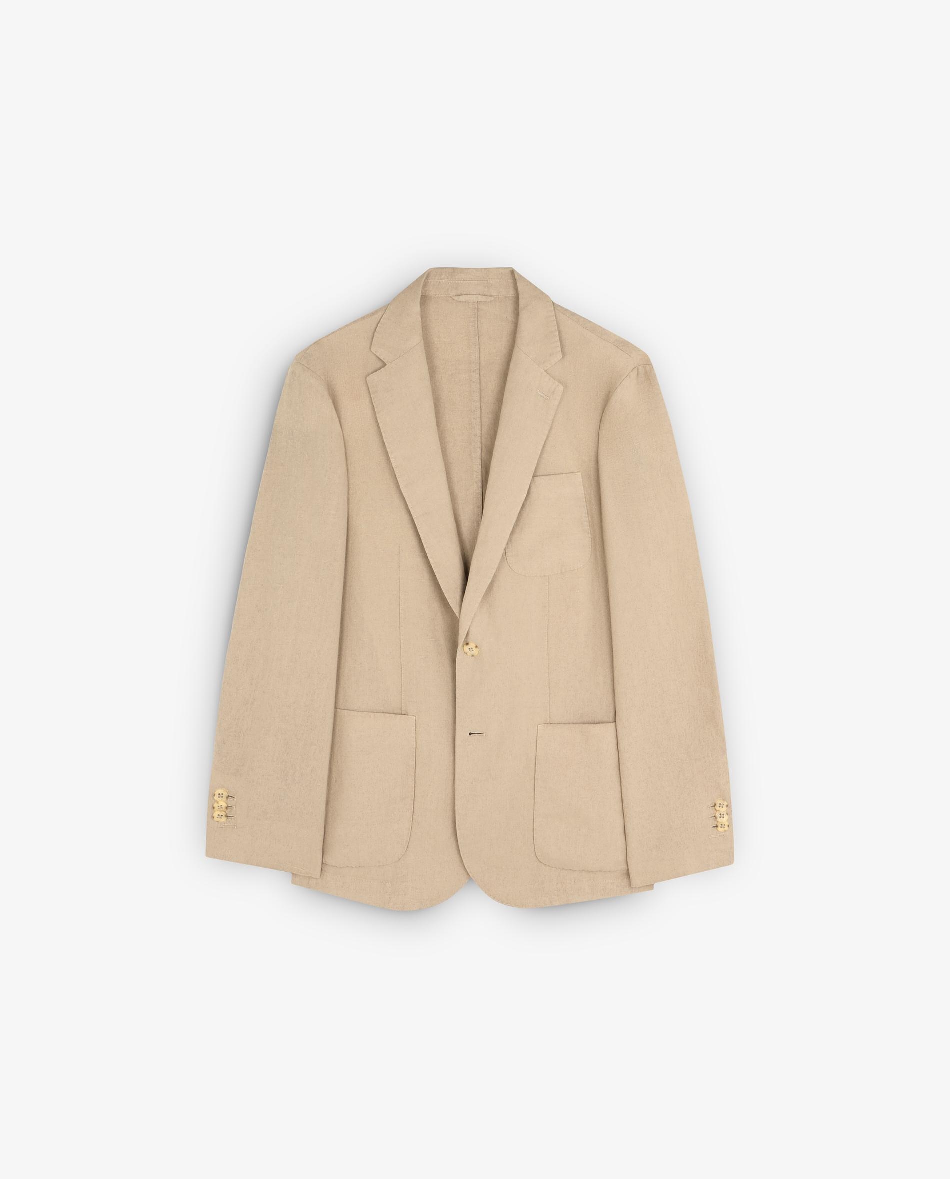 Blazer de Linho com Bolsos Patch Natural-1