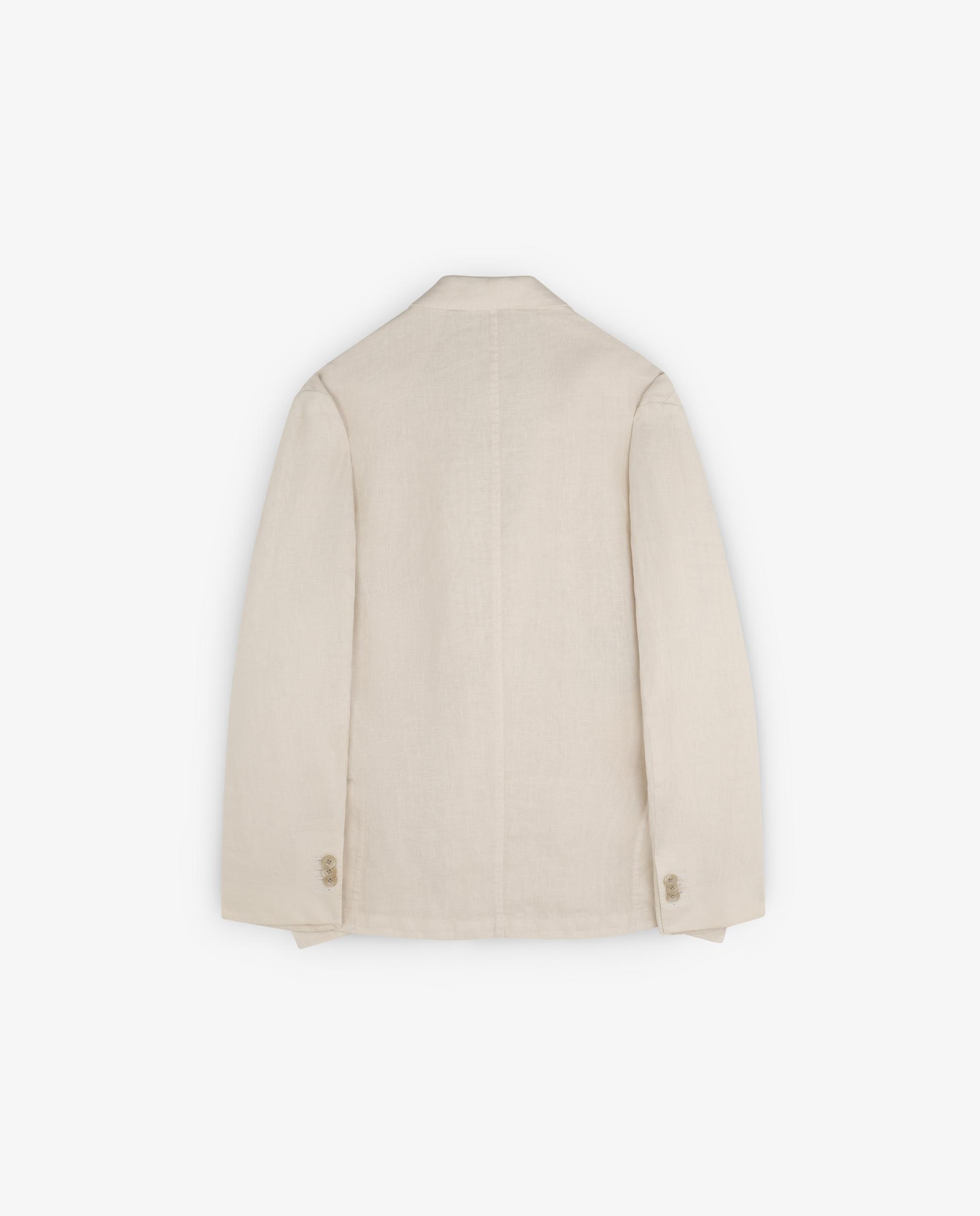 Blazer de Linho com Fecho Cruzado Creme-2