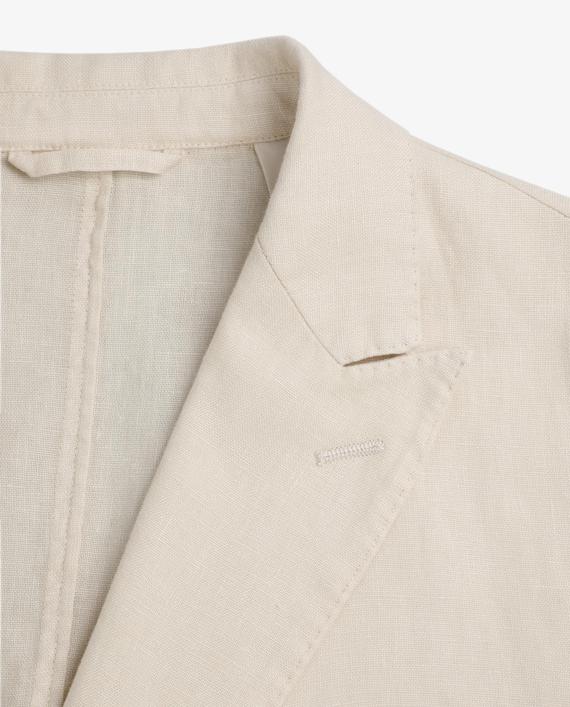 Blazer de Linho com Fecho Cruzado Creme-3