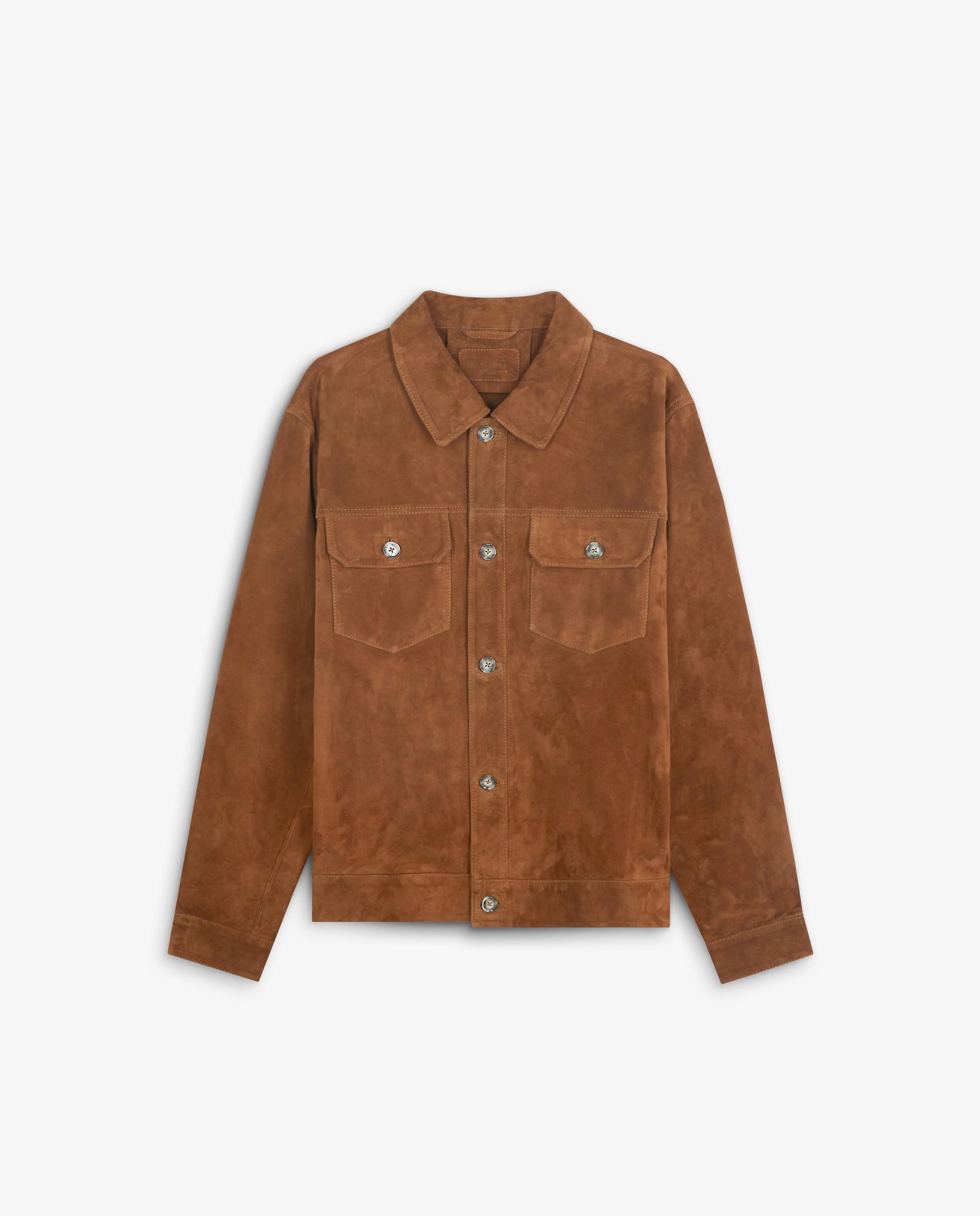 Imagem 0 de Casaco de Pele com Gola Clássica e Pespontos em Contraste