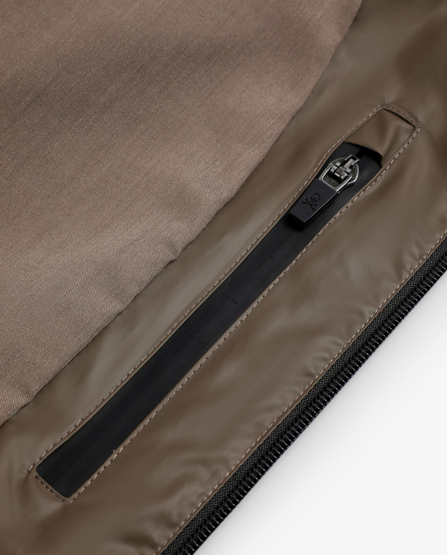 Chuva com Capuz e Fecho Zip Castanho-6