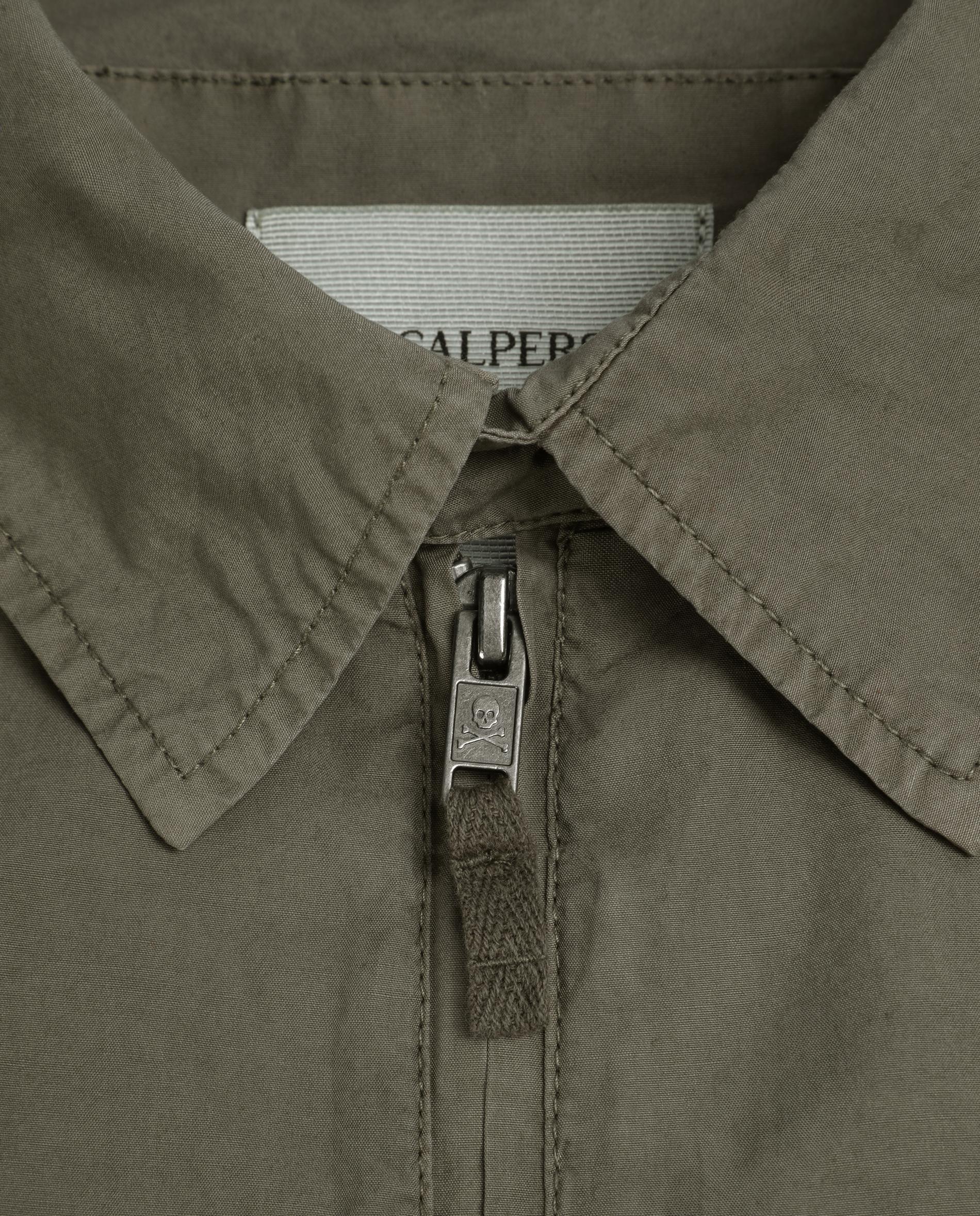 Blusão com Gola Clássica e Fecho Zip Caqui-3