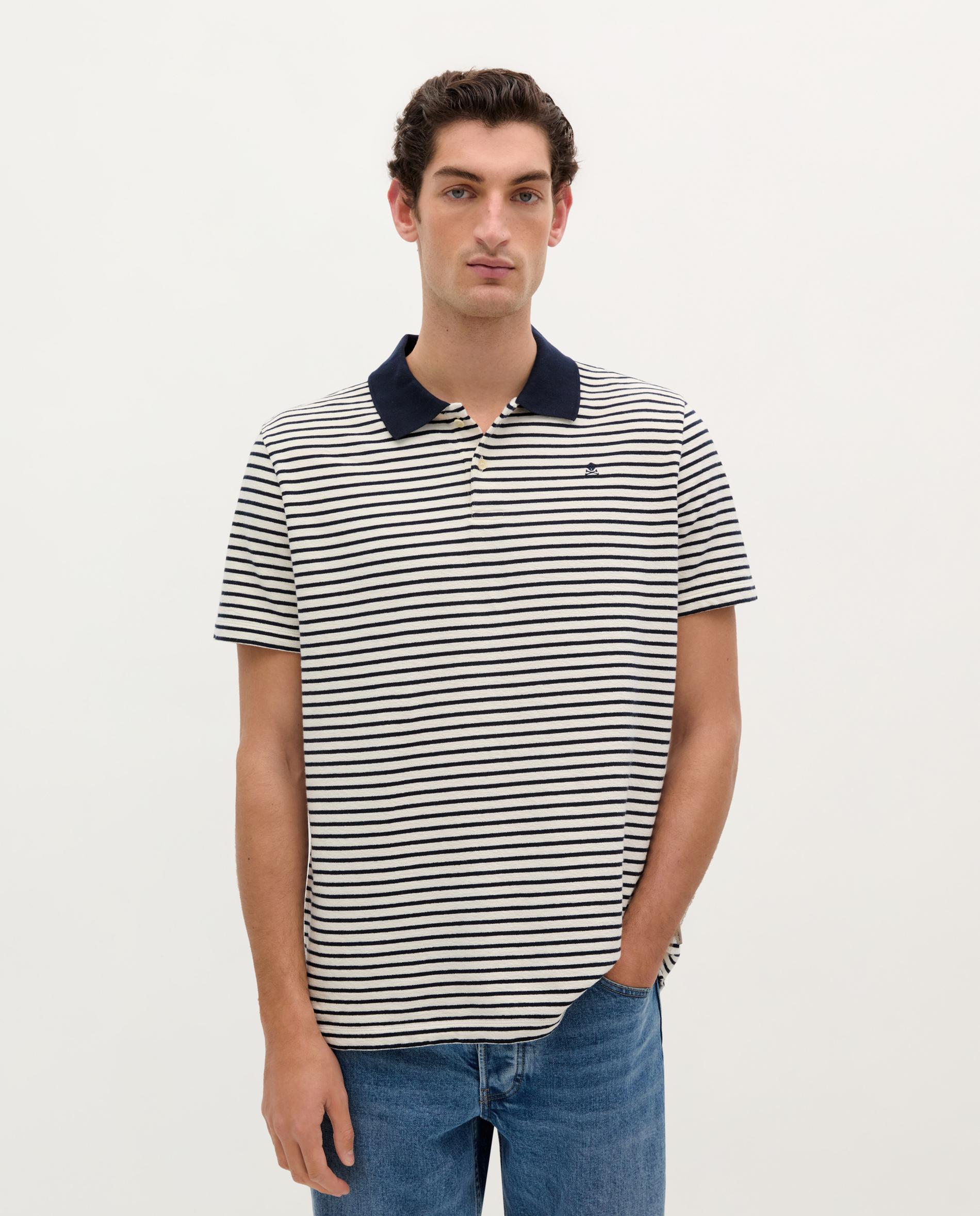 Imagem 0 de Polo de Manga Curta Às Riscas de Algodão