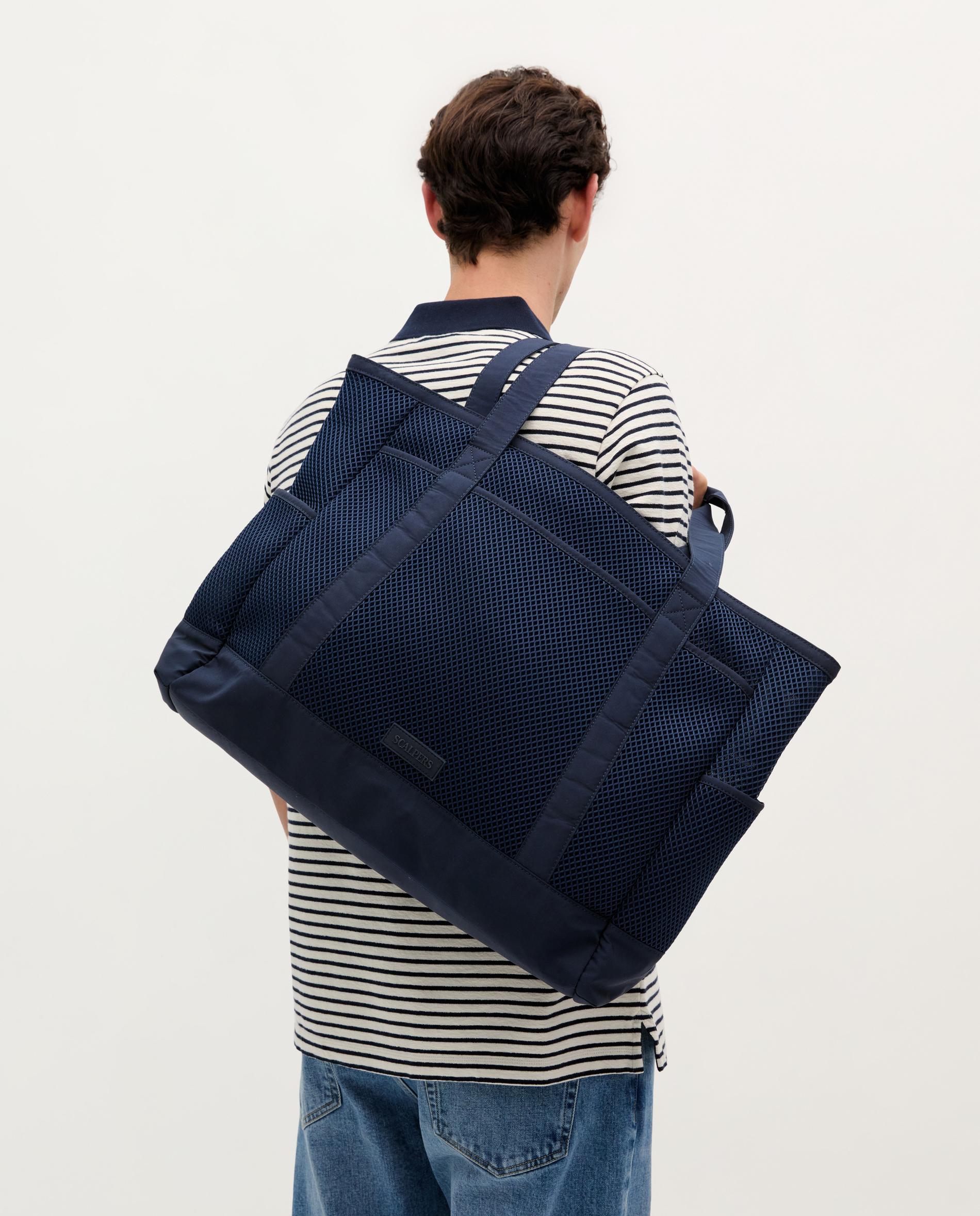 Polo de Manga Curta Às Riscas de Algodão Navy-4