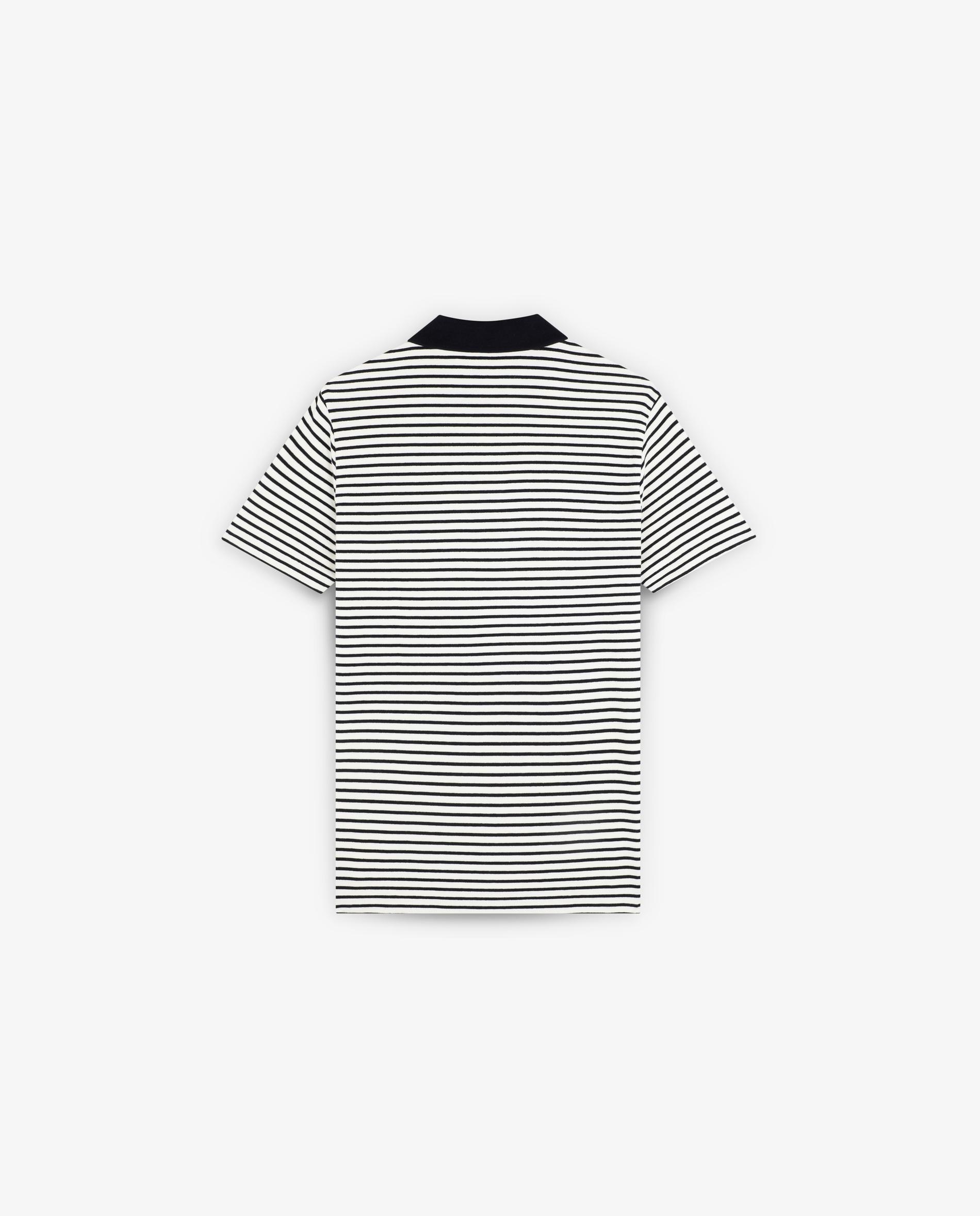 Polo de Manga Curta Às Riscas de Algodão Navy-6