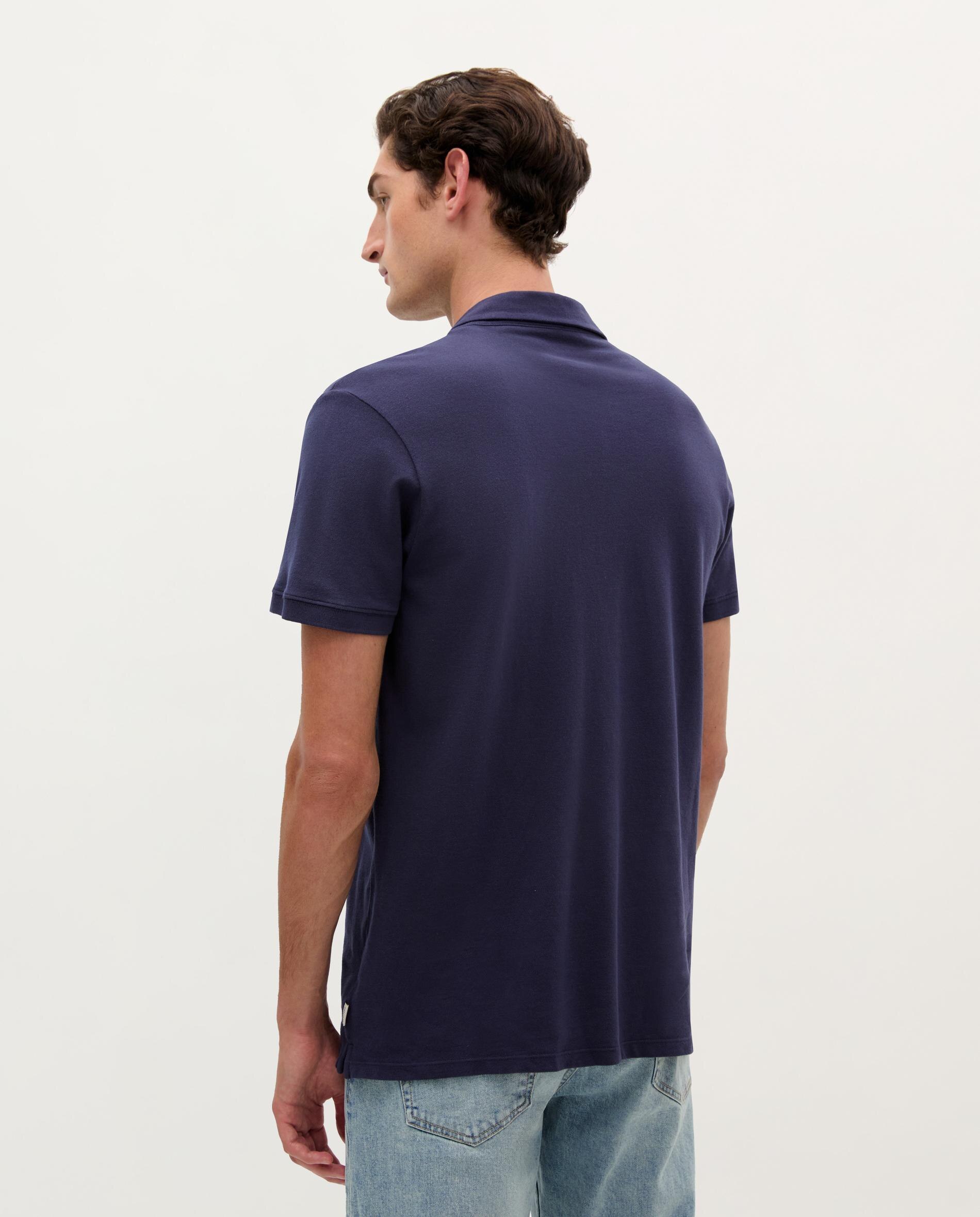 Polo de Manga Curta com Gola e Aba Aberta Navy-7