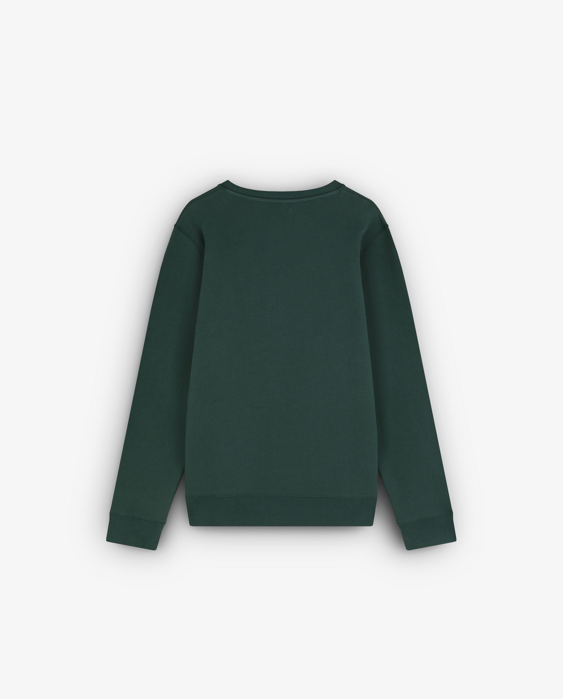 Sweatshirt sem Capuz de Algodão Lisa Verde-escuro-2