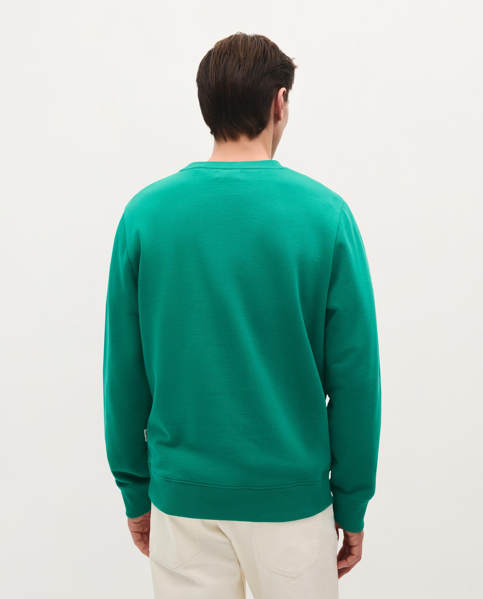 Sweatshirt sem Capuz de Algodão Lisa Verde-4